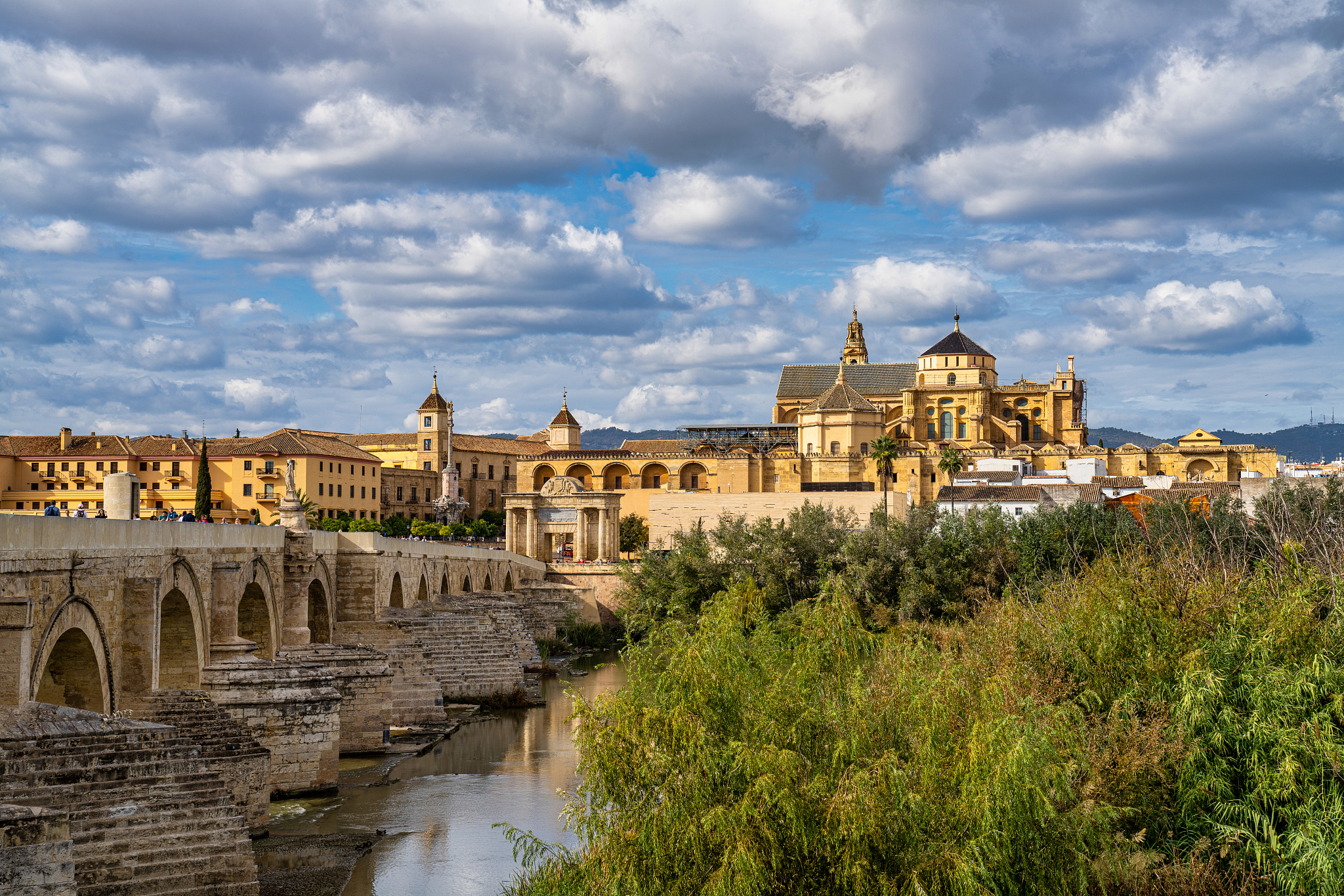 mosque-cathedral and the roman bridge in cordoba, andalusia, spa