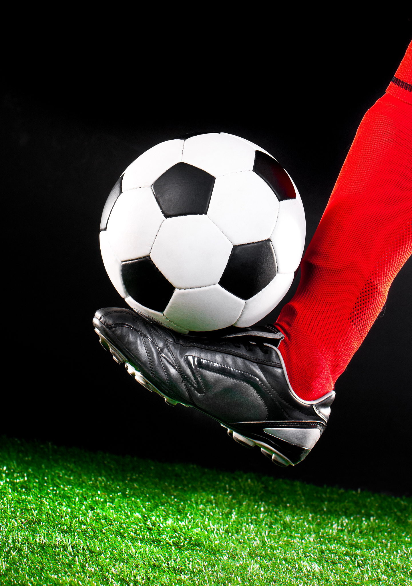 soccer ball on the football field