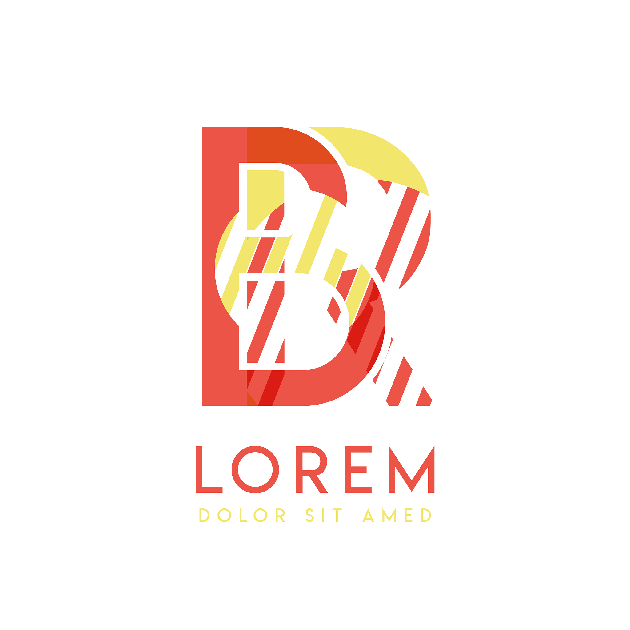 rb colorful logo design with pink orange and gray