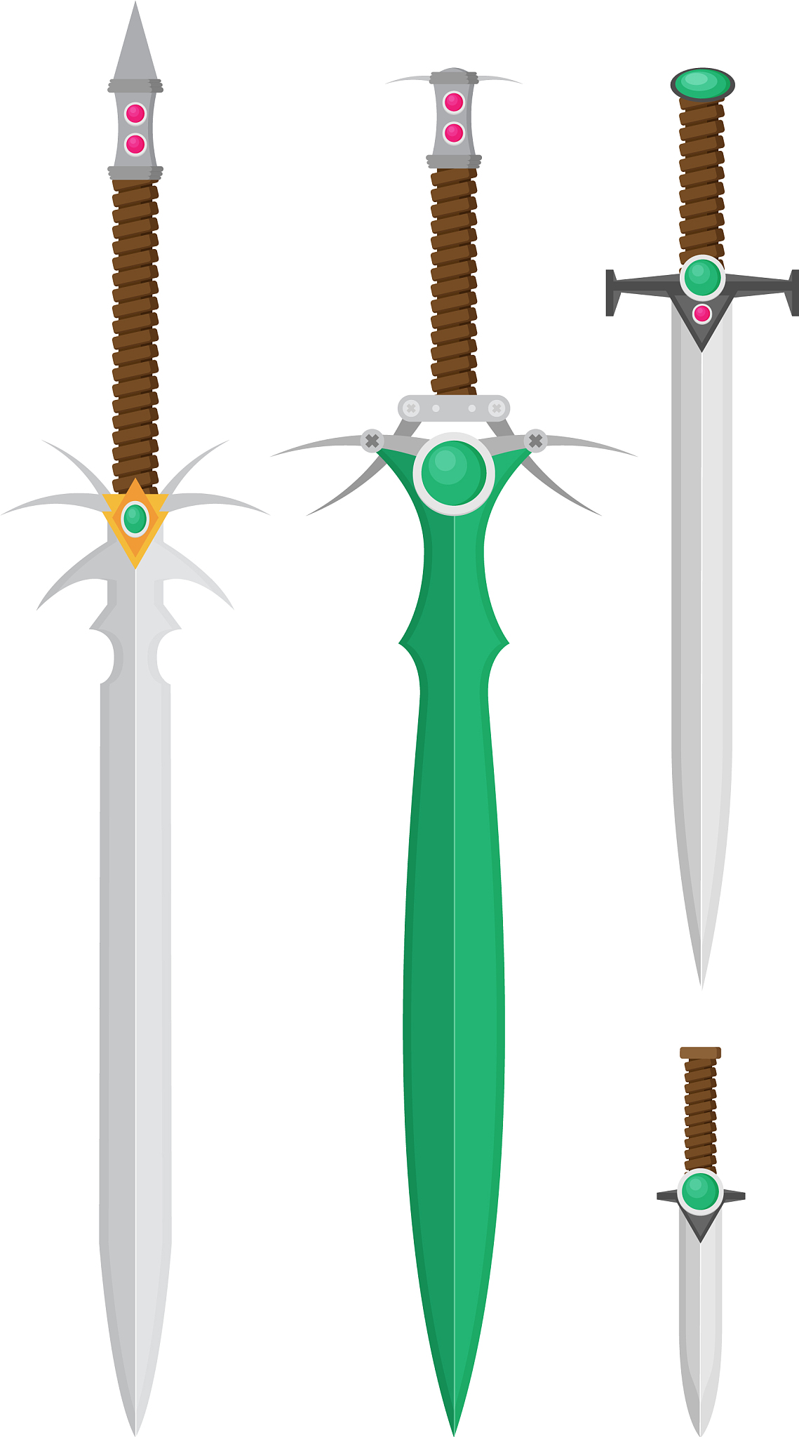 flat design medieval swords set