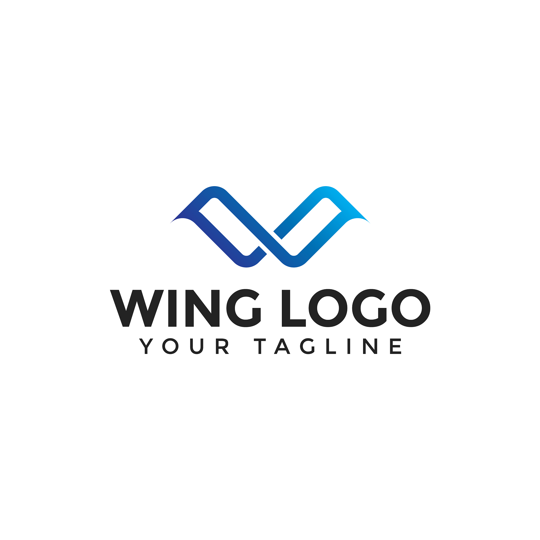 initial letter w wings line logo design