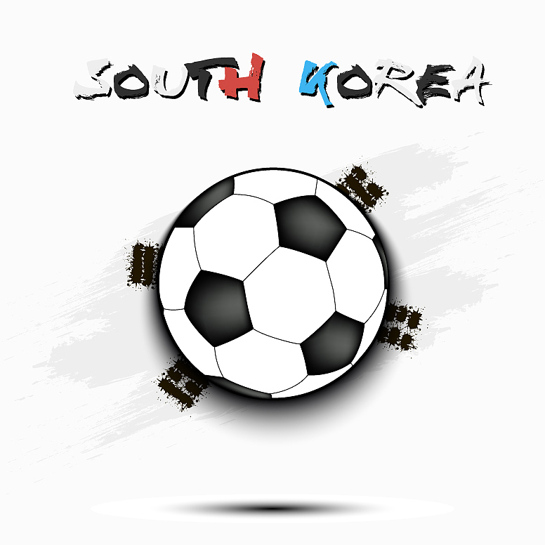 soccer ball and south korea flag