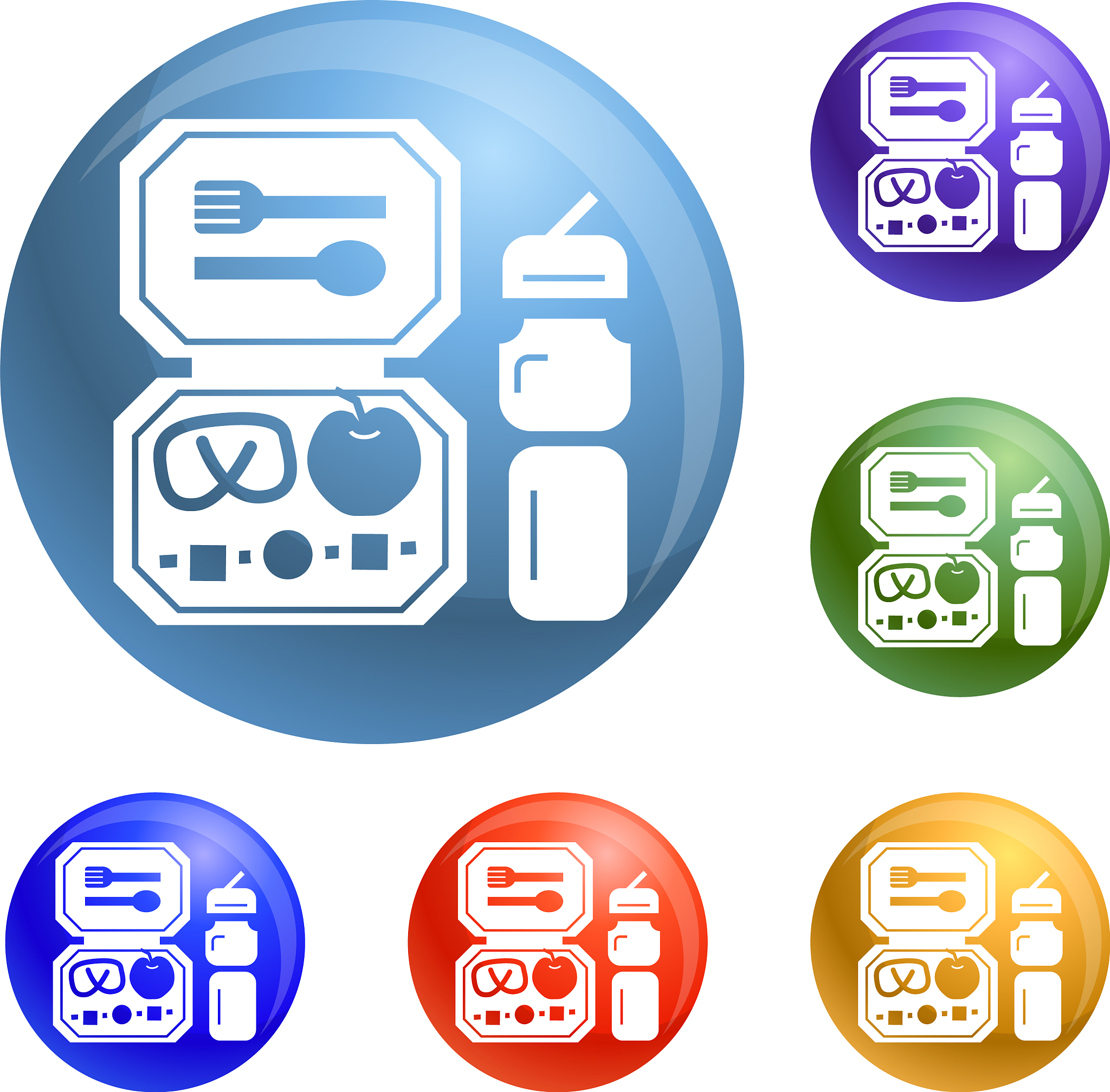 fresh lunchbox icons set