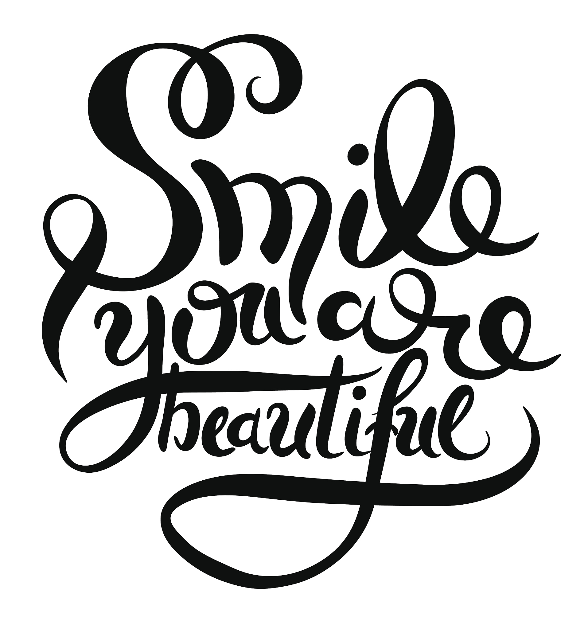 smile you are beautiful phrase hand lettering, inscription for i