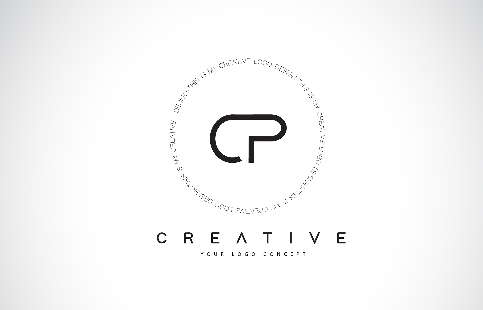 cp c p logo design with black and white creative