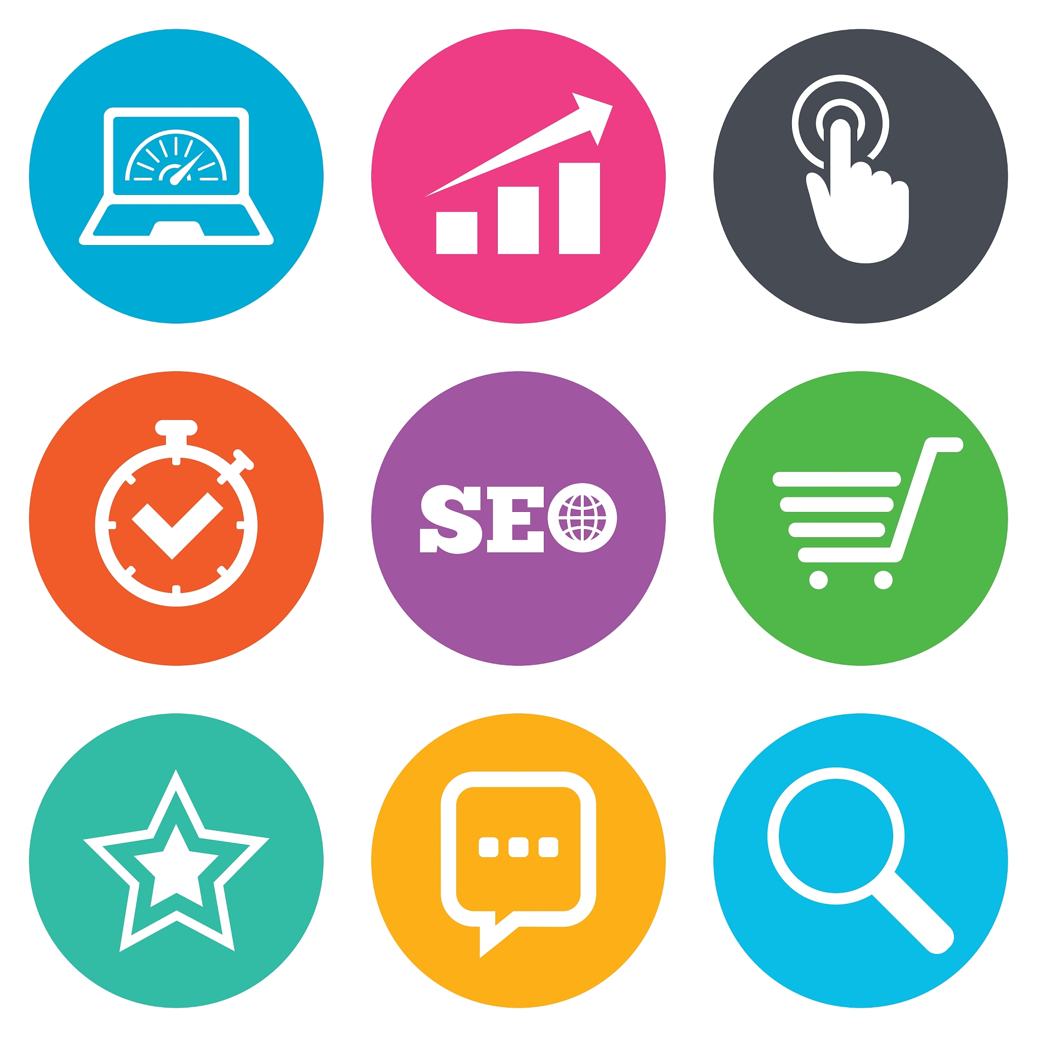 internet seo icons online shopping charts