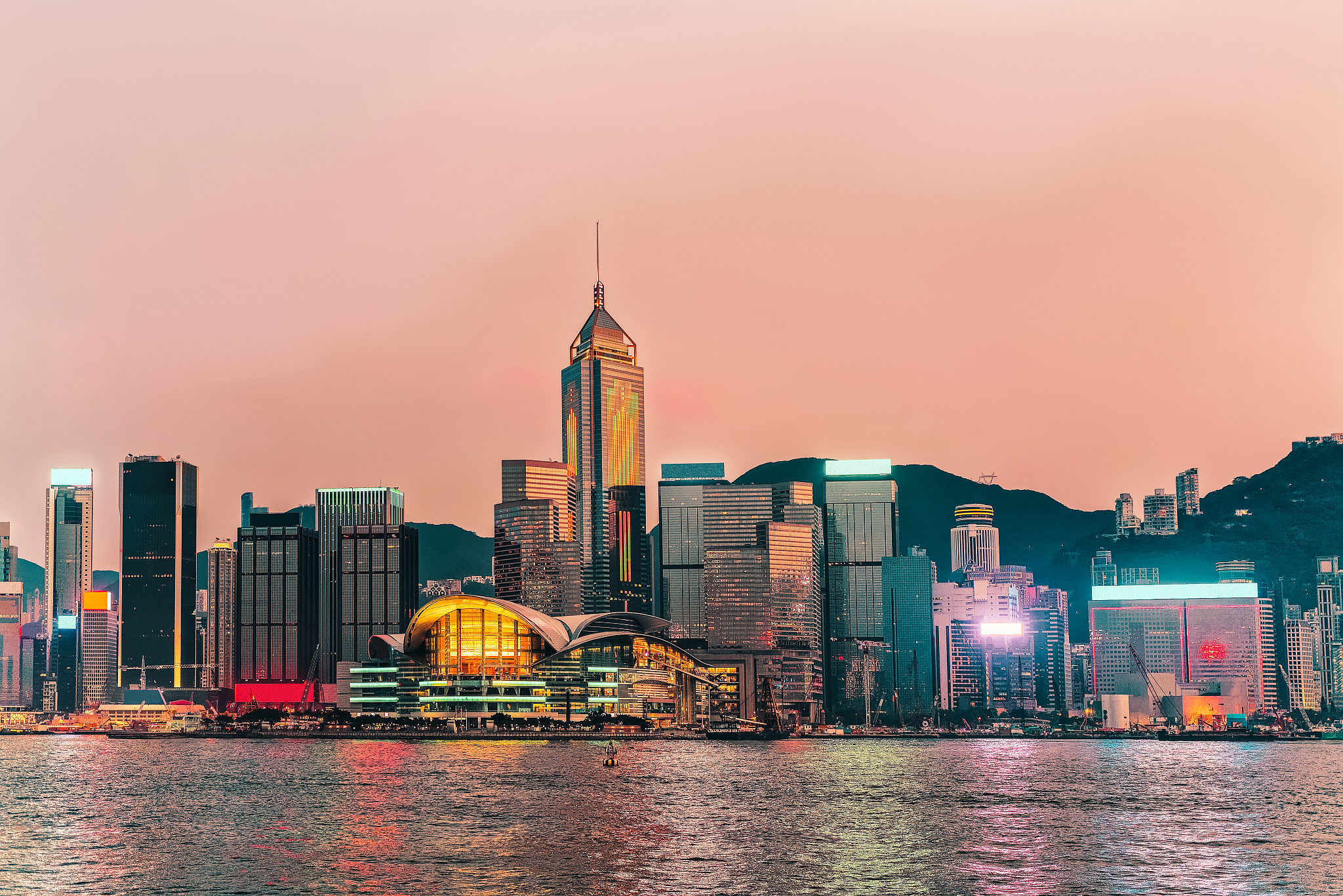 skyline and victoria harbor