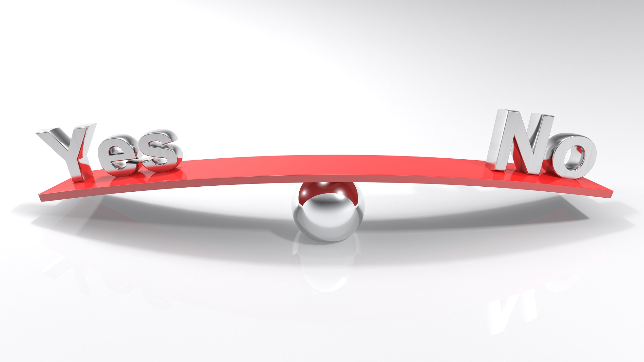 yes, no at the opposite sides of a balanced bar