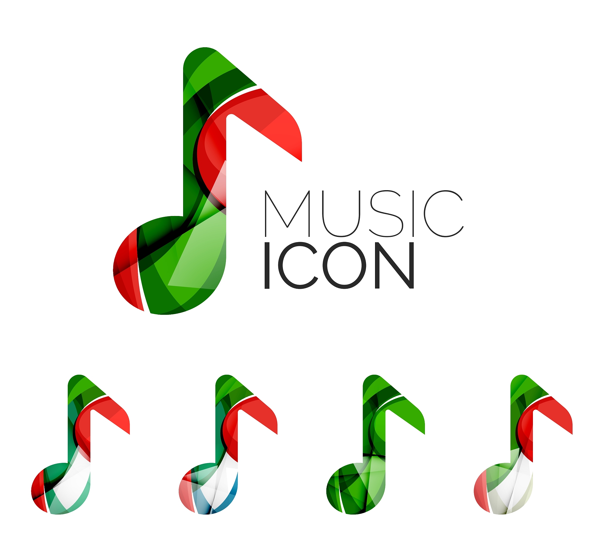 set of abstract music note icon business logotype