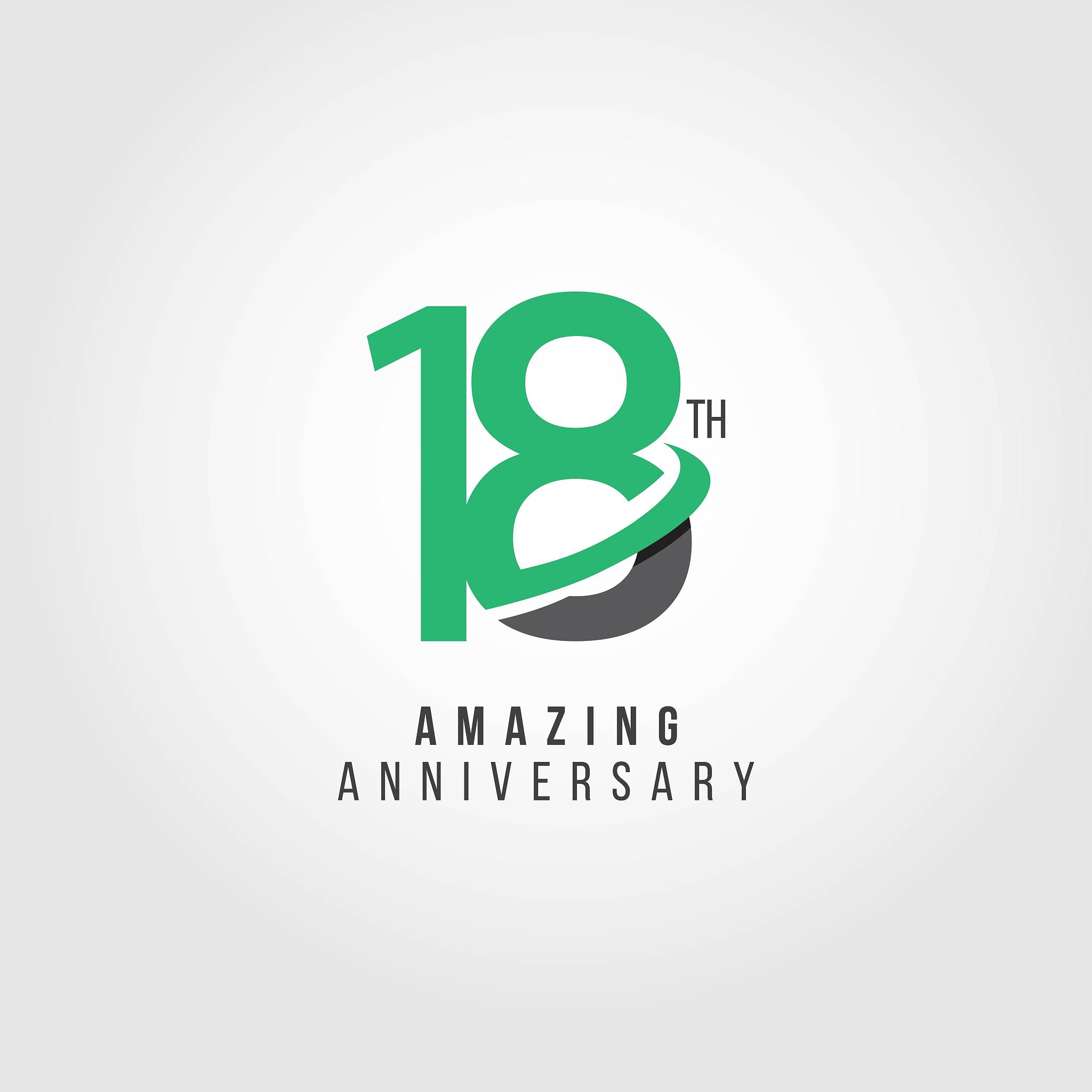 18 year anniversary vector template design illustration