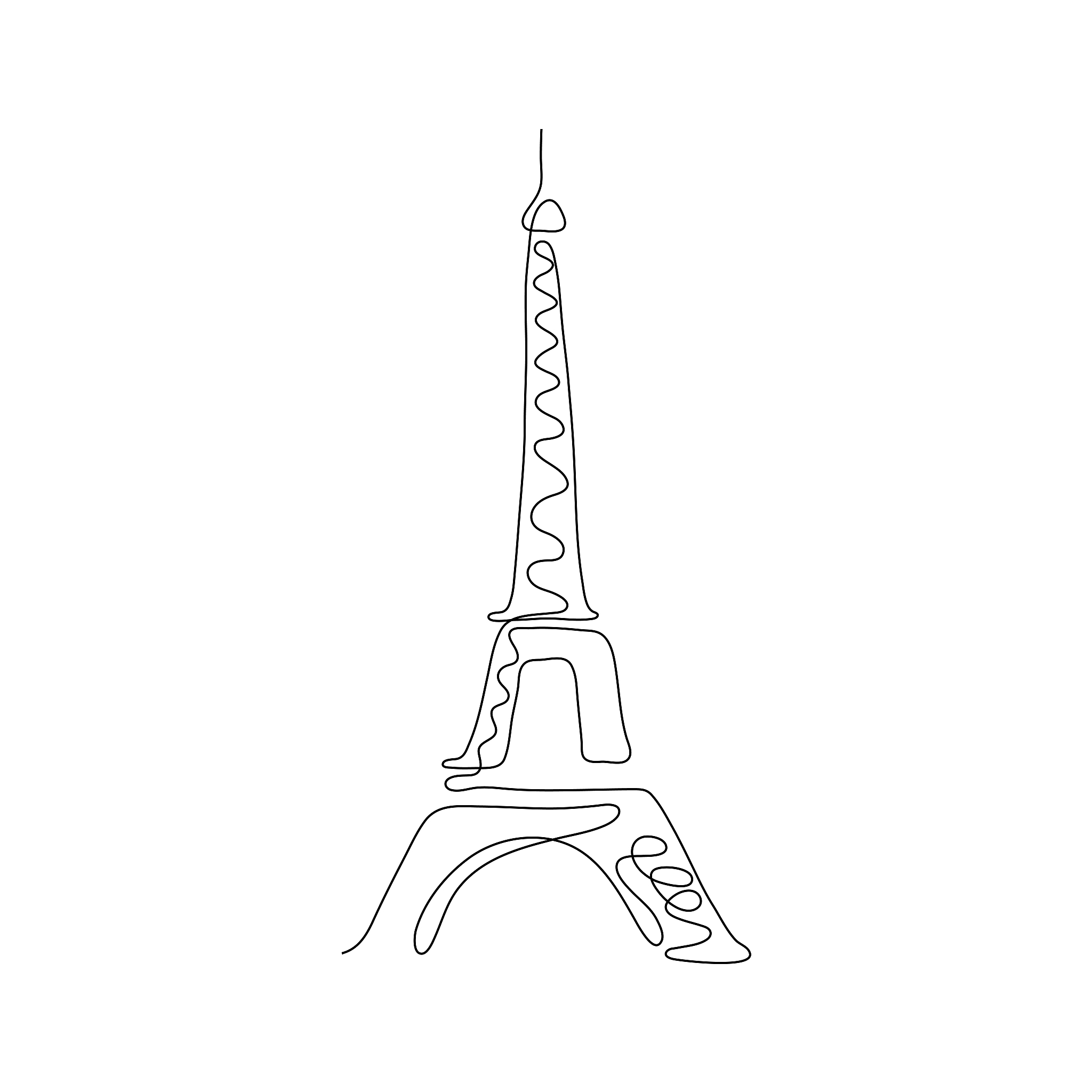 one line eiffel tower design silhouette. hand drawn minimalism s