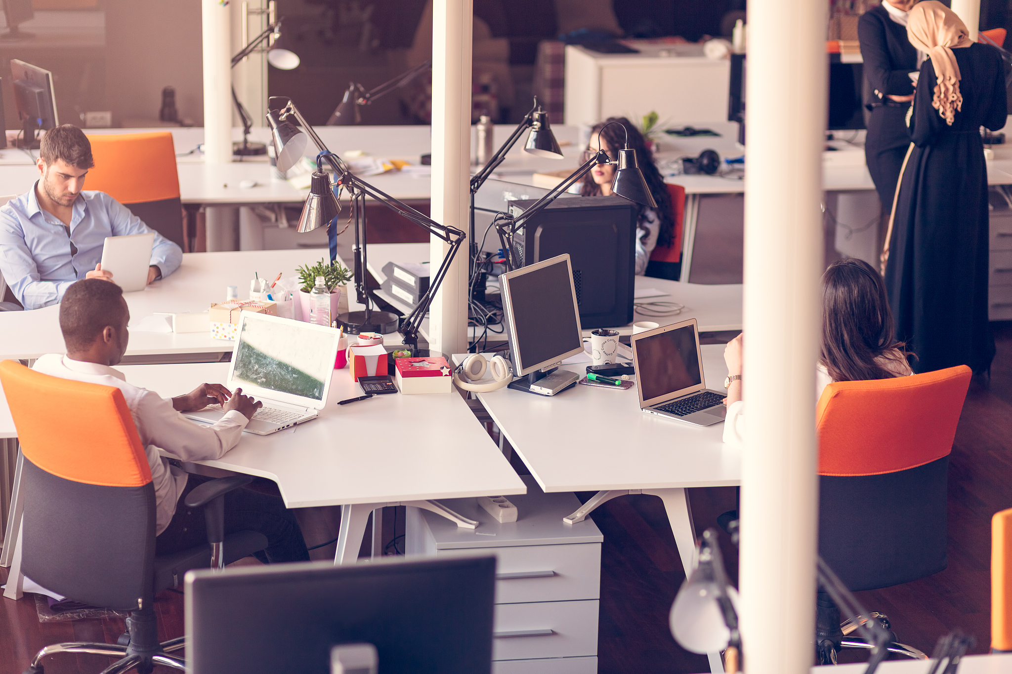 startup business people group working everyday job at modern off