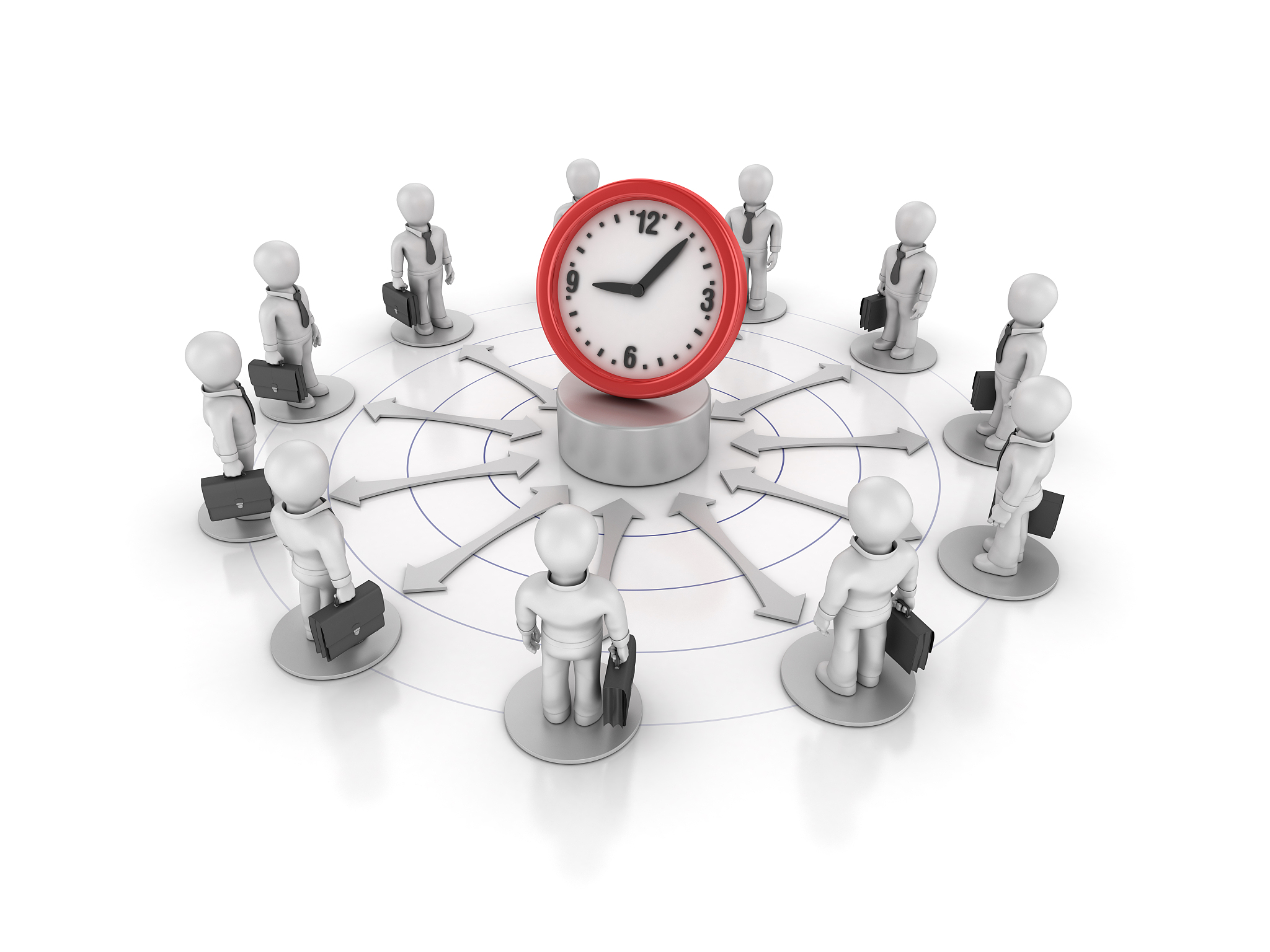teamwork business people with clock - 3d rendering