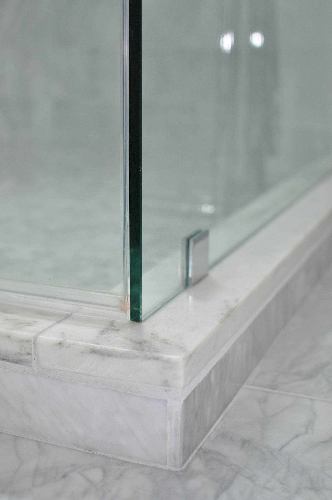 corner of shower with glass door