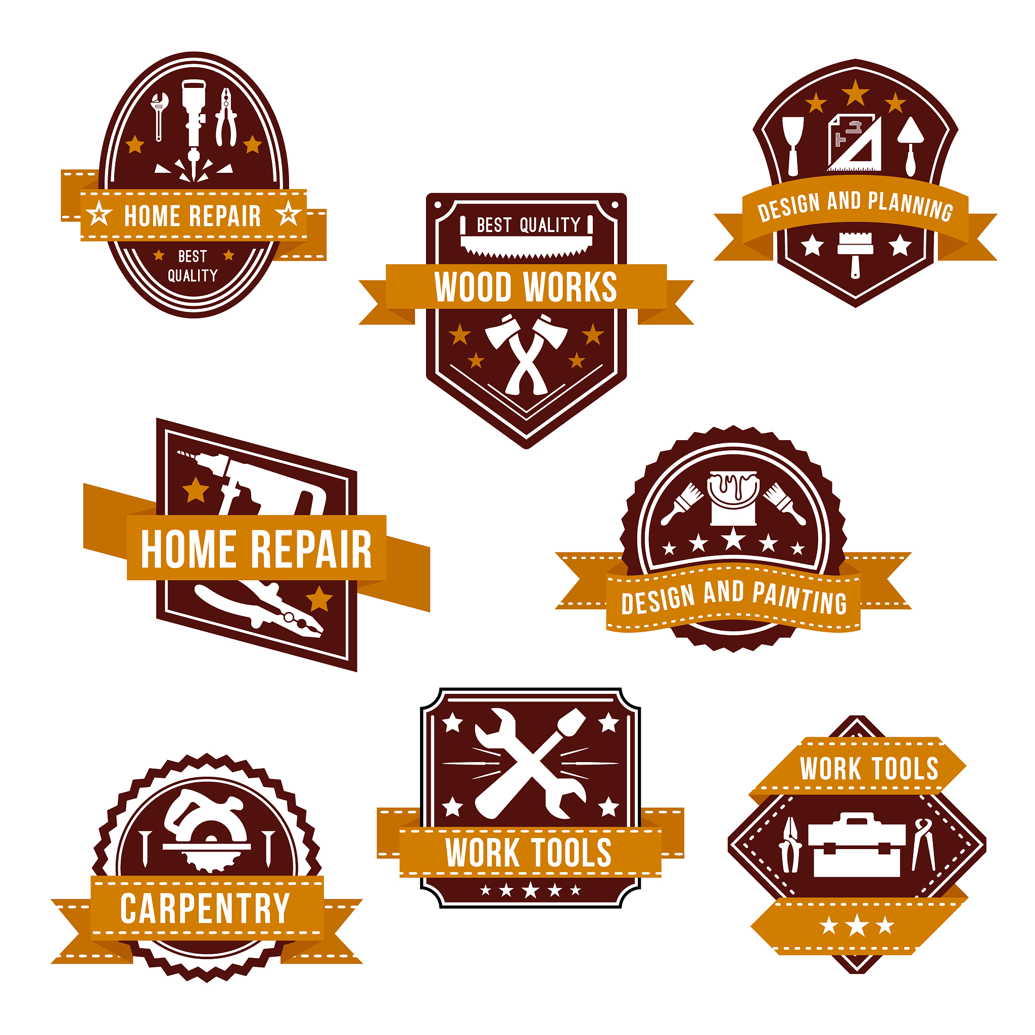 work tools icons set for home repair design