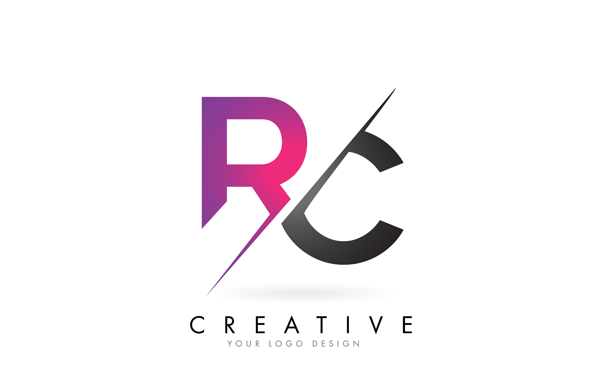 rc r c letter logo with color block design and
