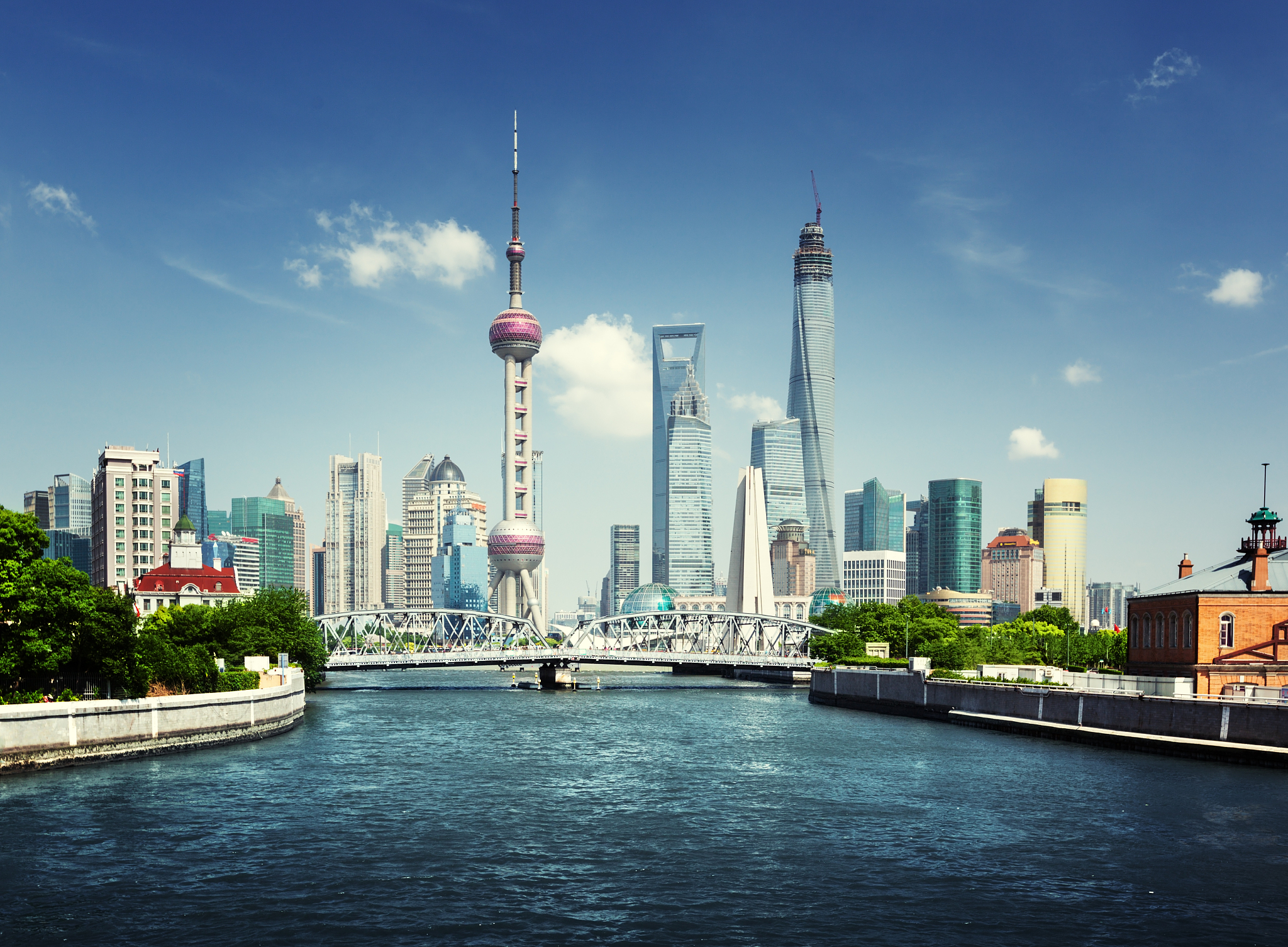 shanghai skyline in sunny day, china