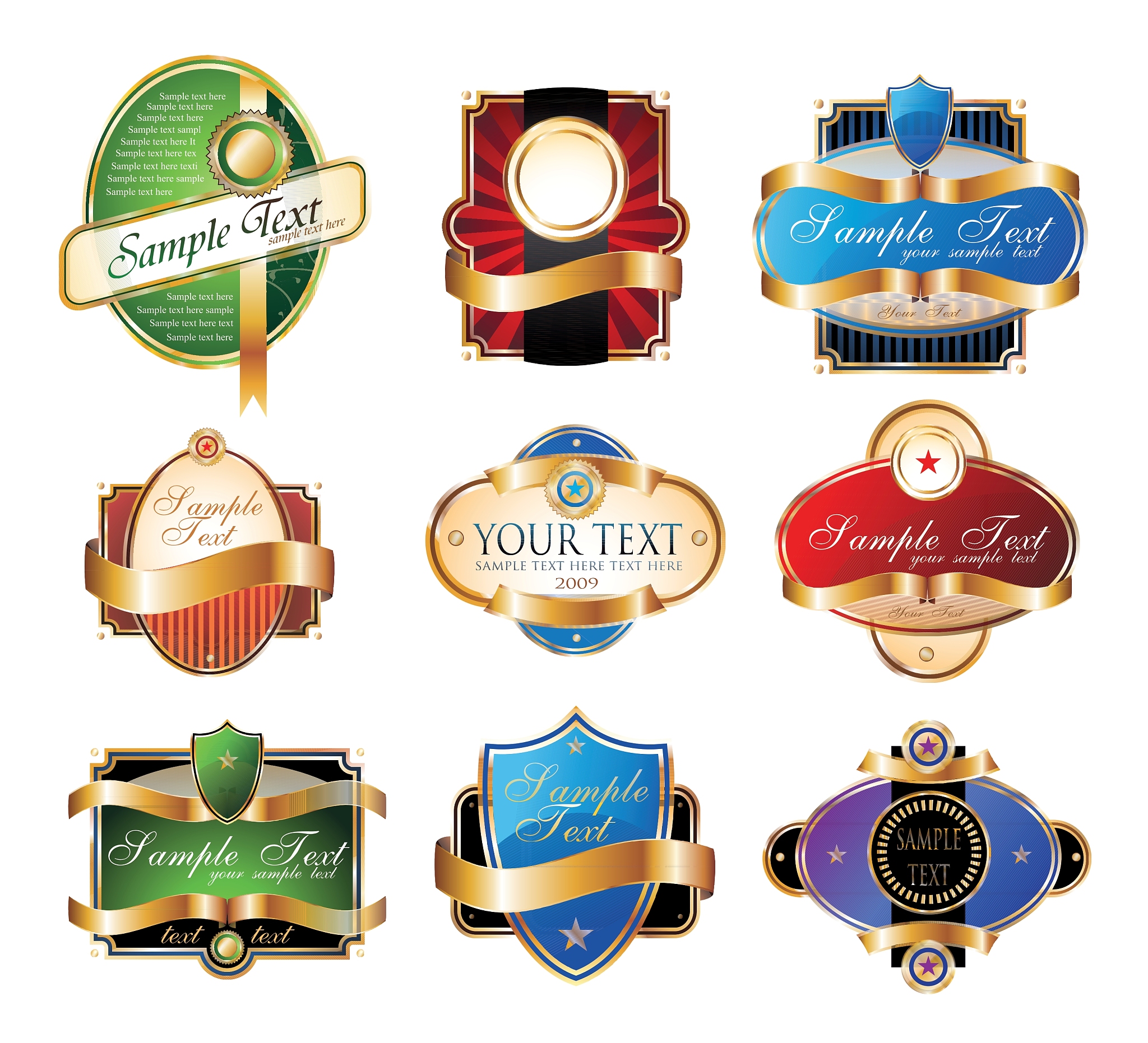 set of vintage golden labels