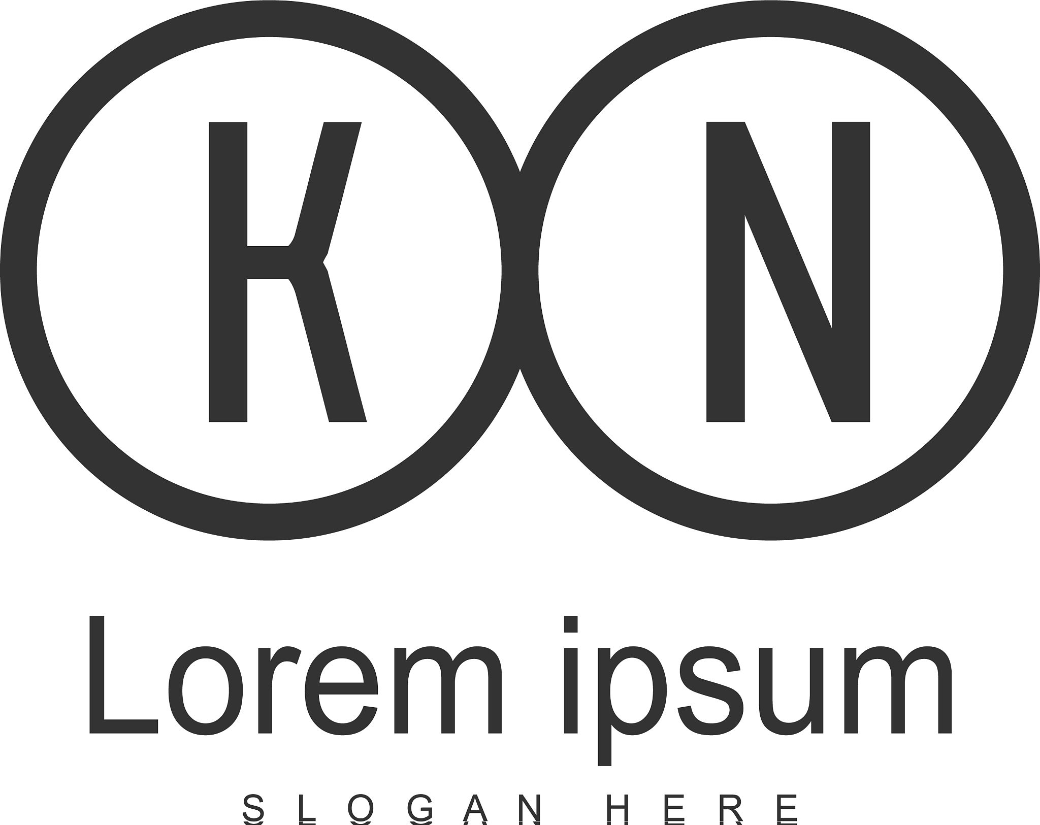 initial kn logo template with modern frame