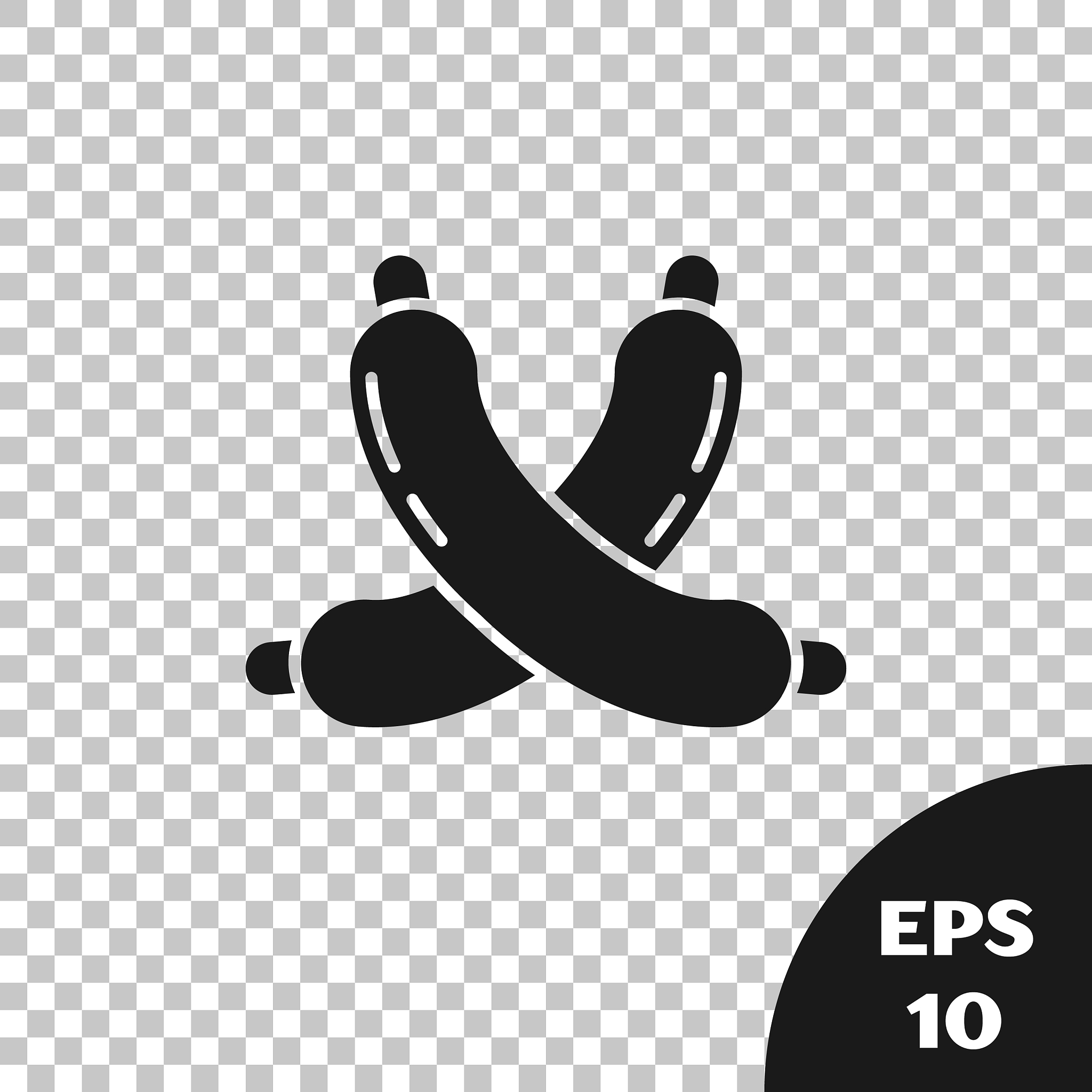 black crossed sausage icon isolated on