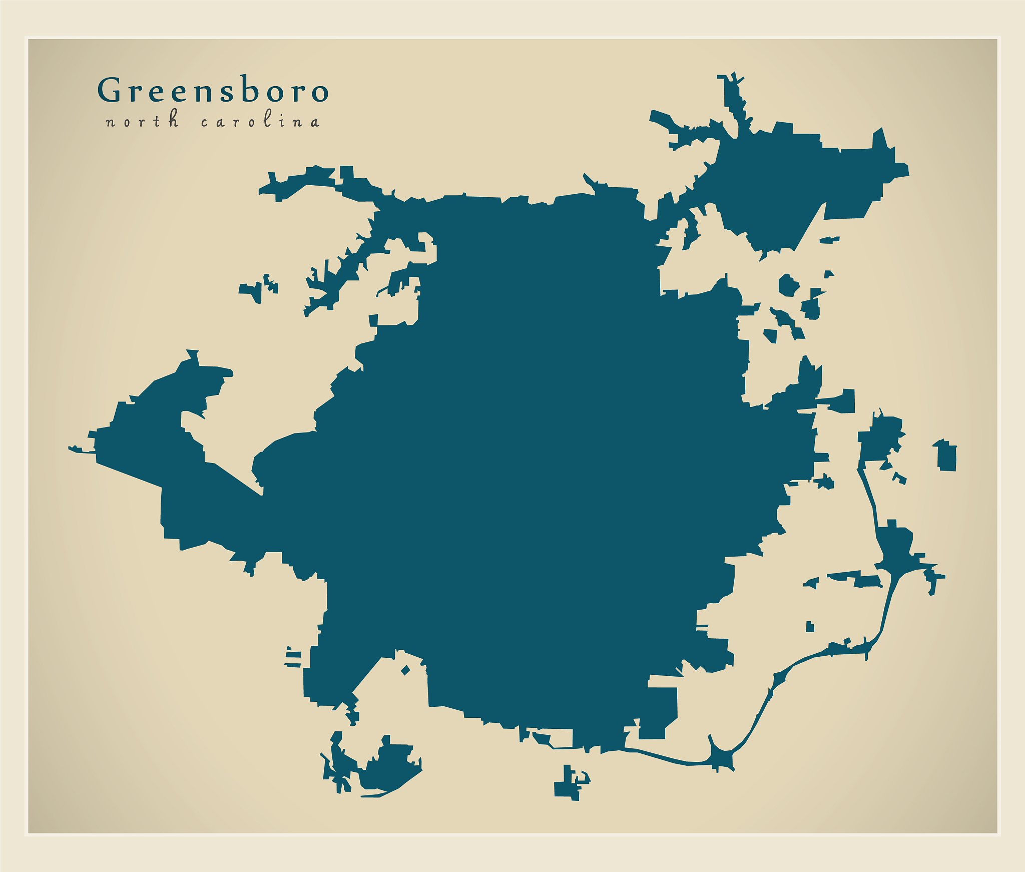 modern city map - greensboro north carolina city