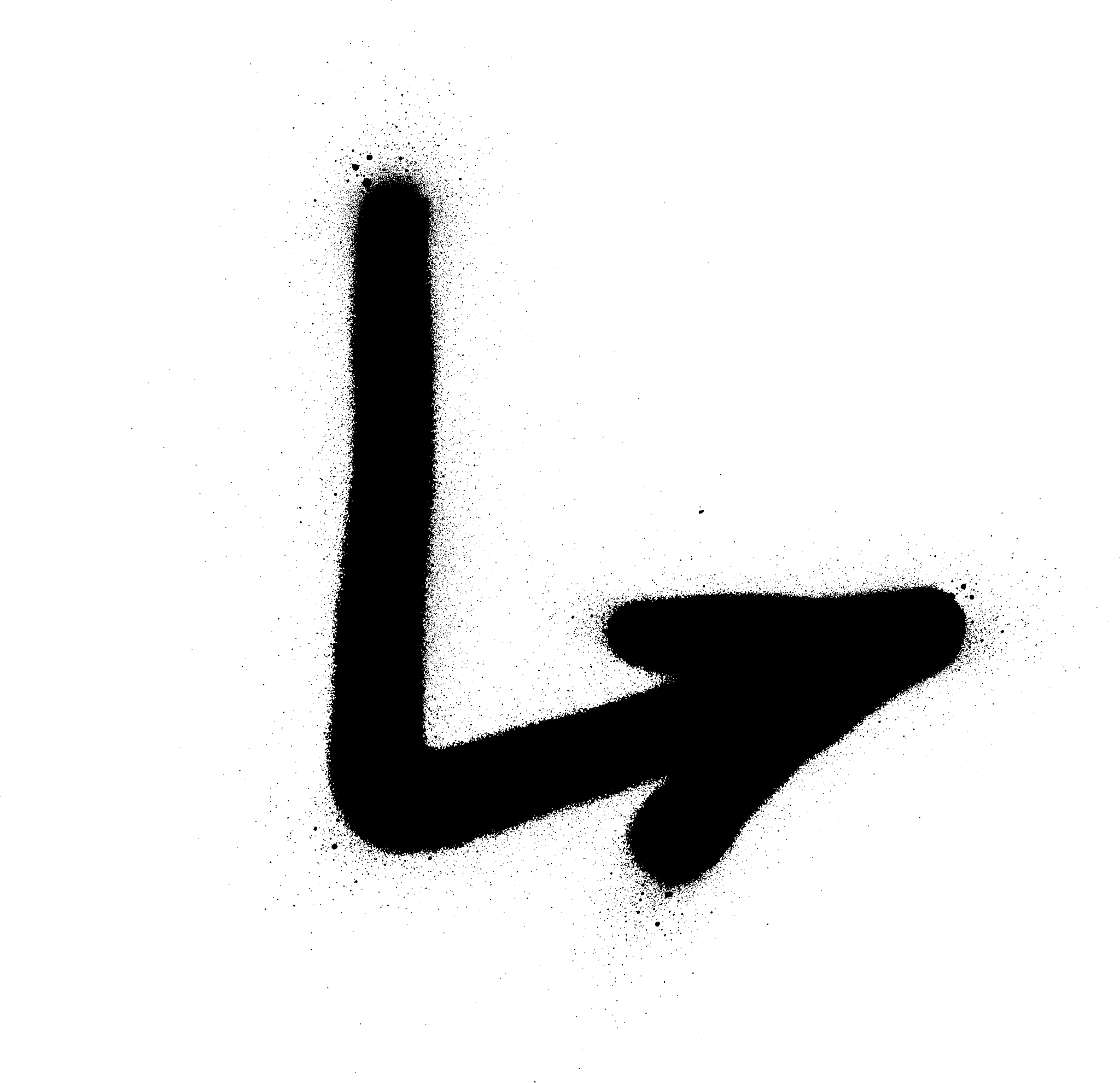 graffiti sprayed pointing arrow in black over white