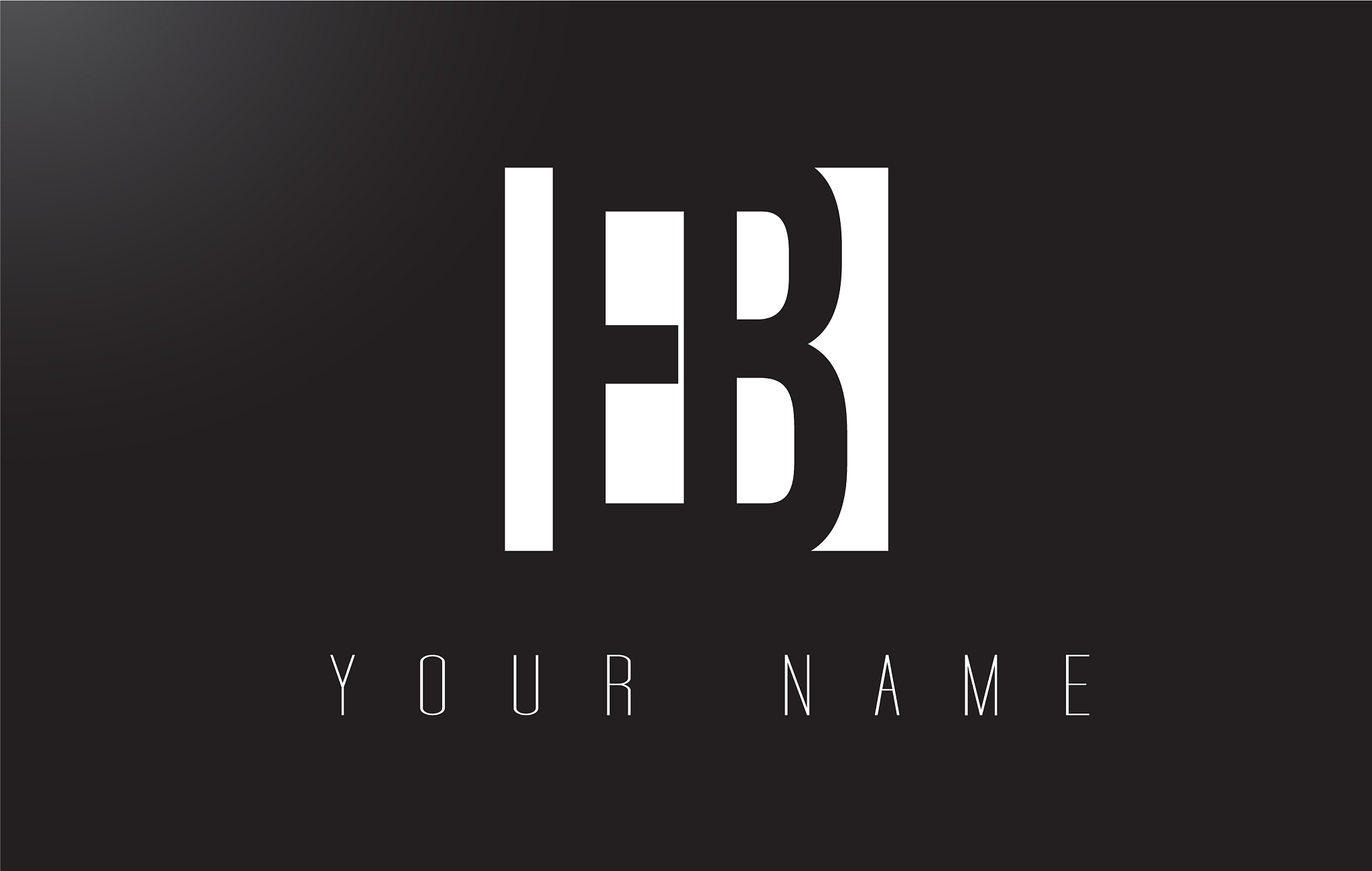 eb letter logo with black and white negative