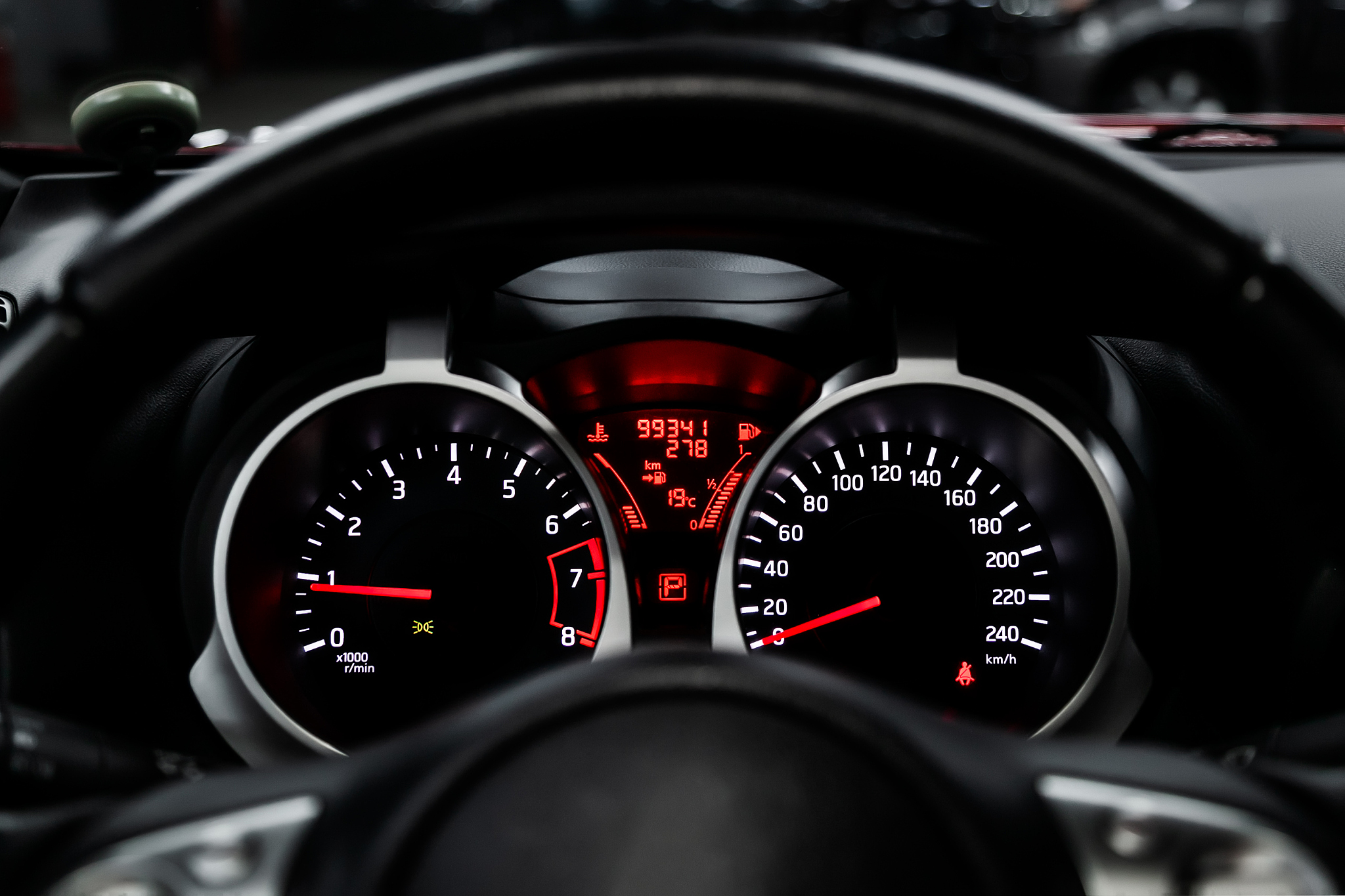 modern car interior: parts, buttons, knobs