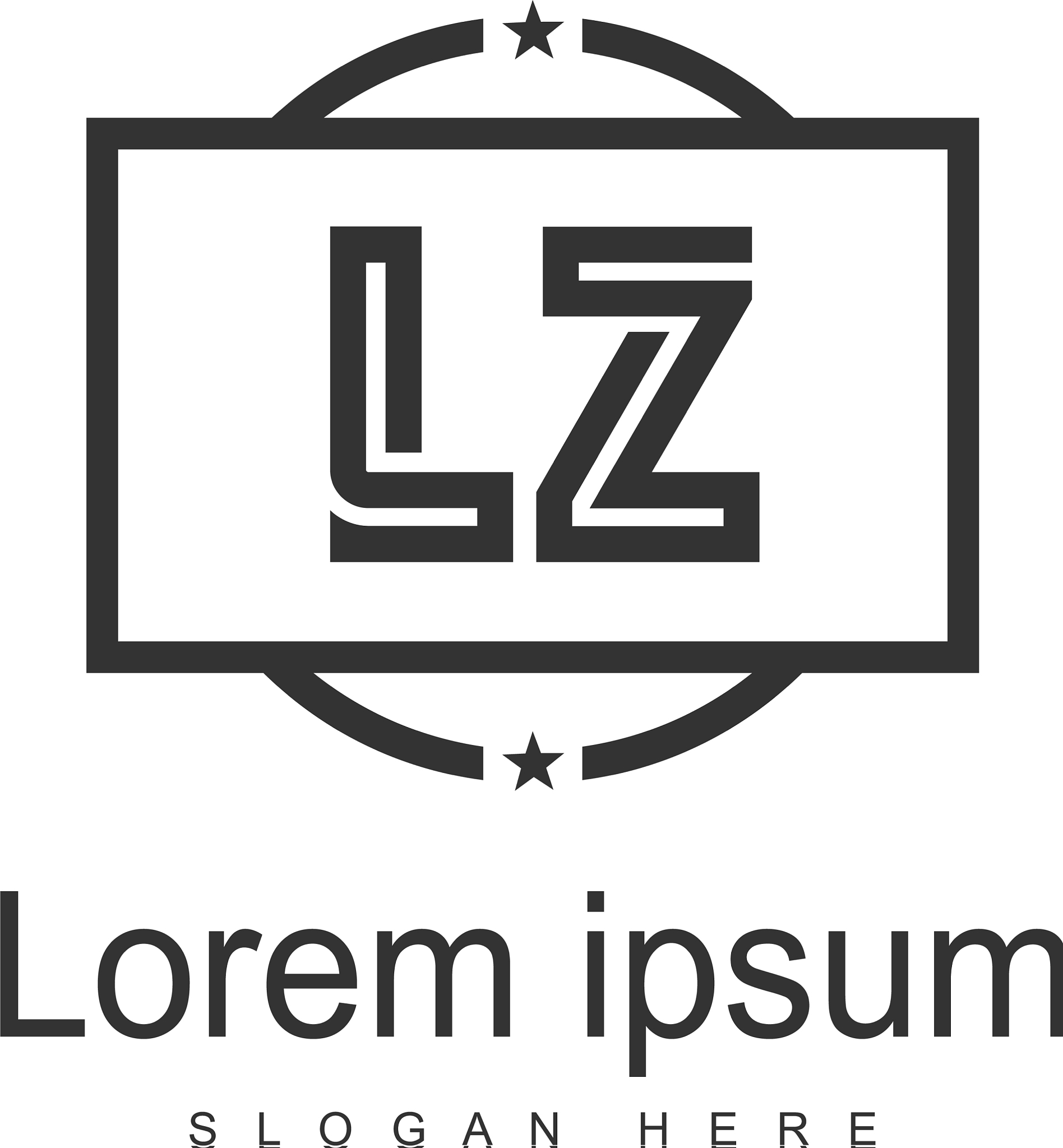 initial lz logo template with modern frame