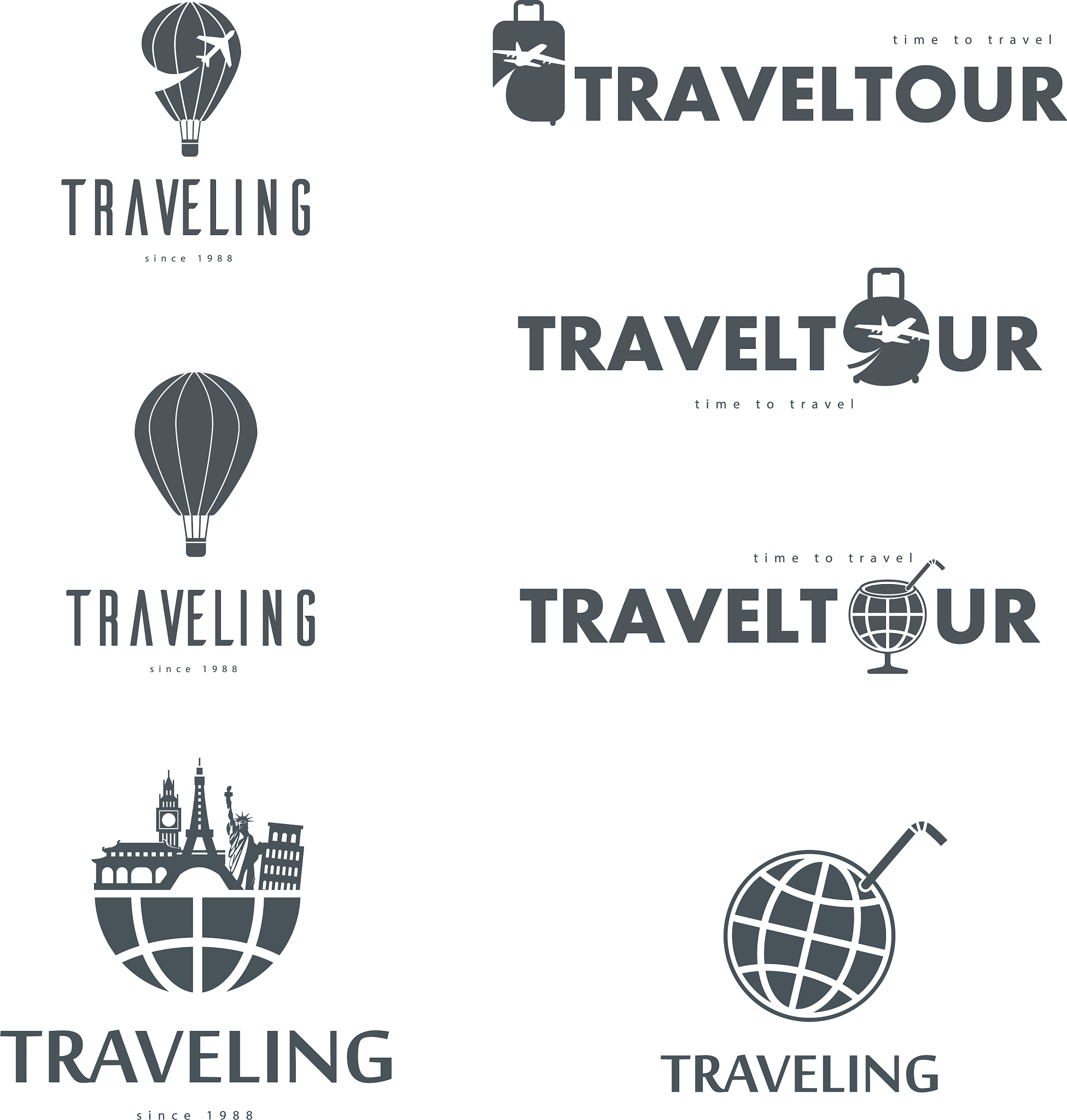 travel tourism icons set