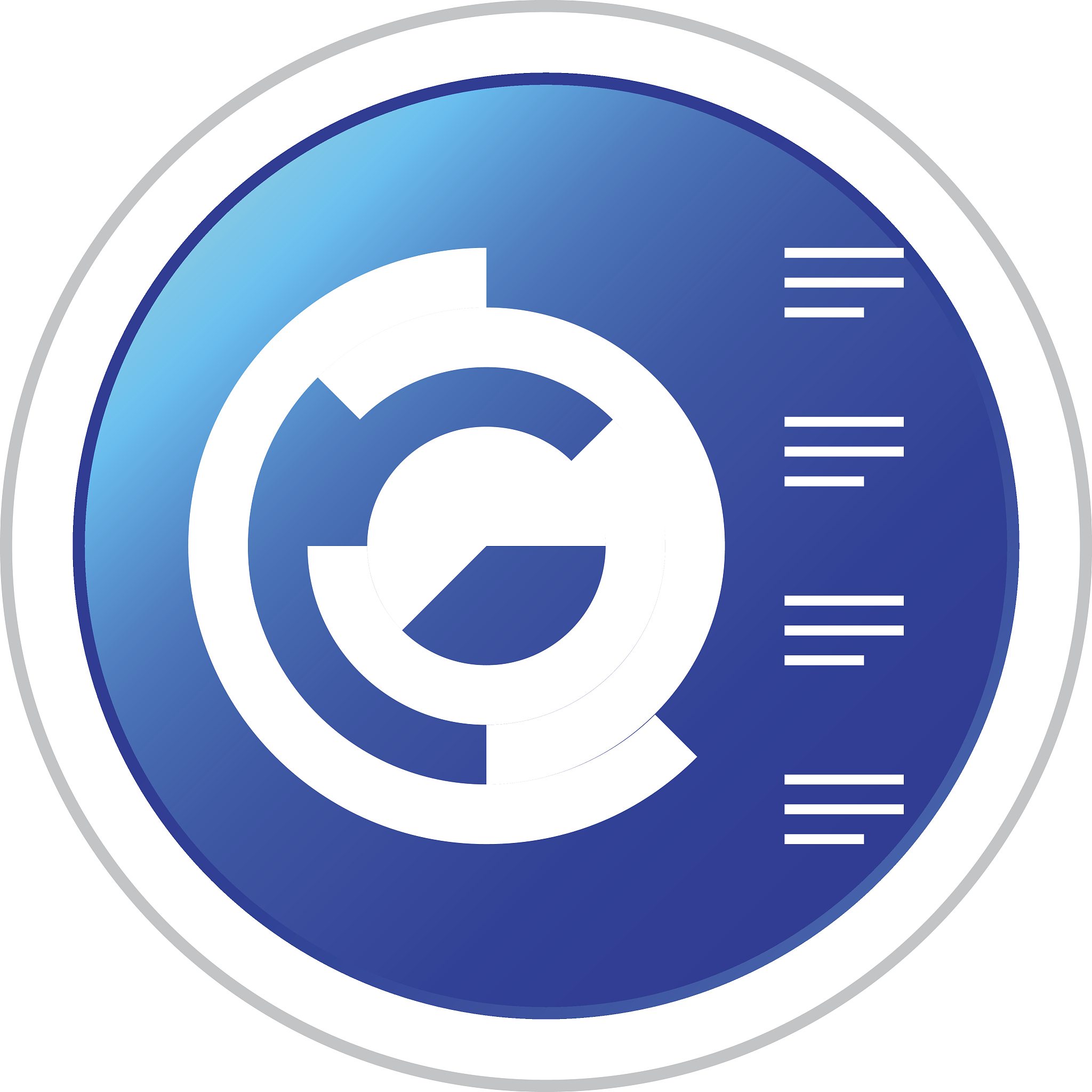 coxcomb chart icon on a round button.