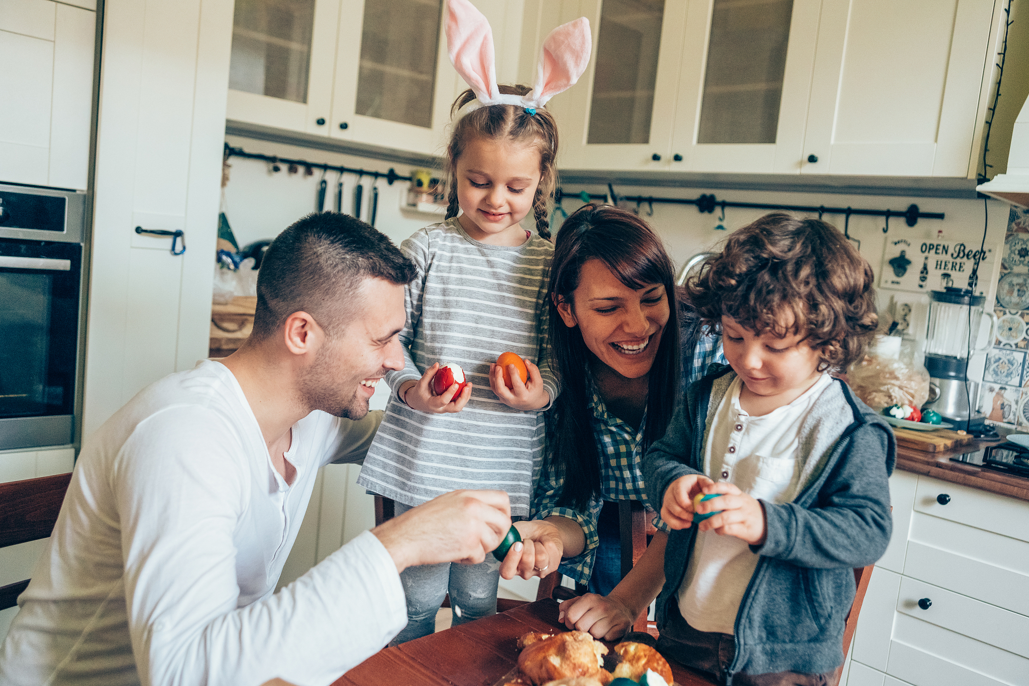 family celebrating easter