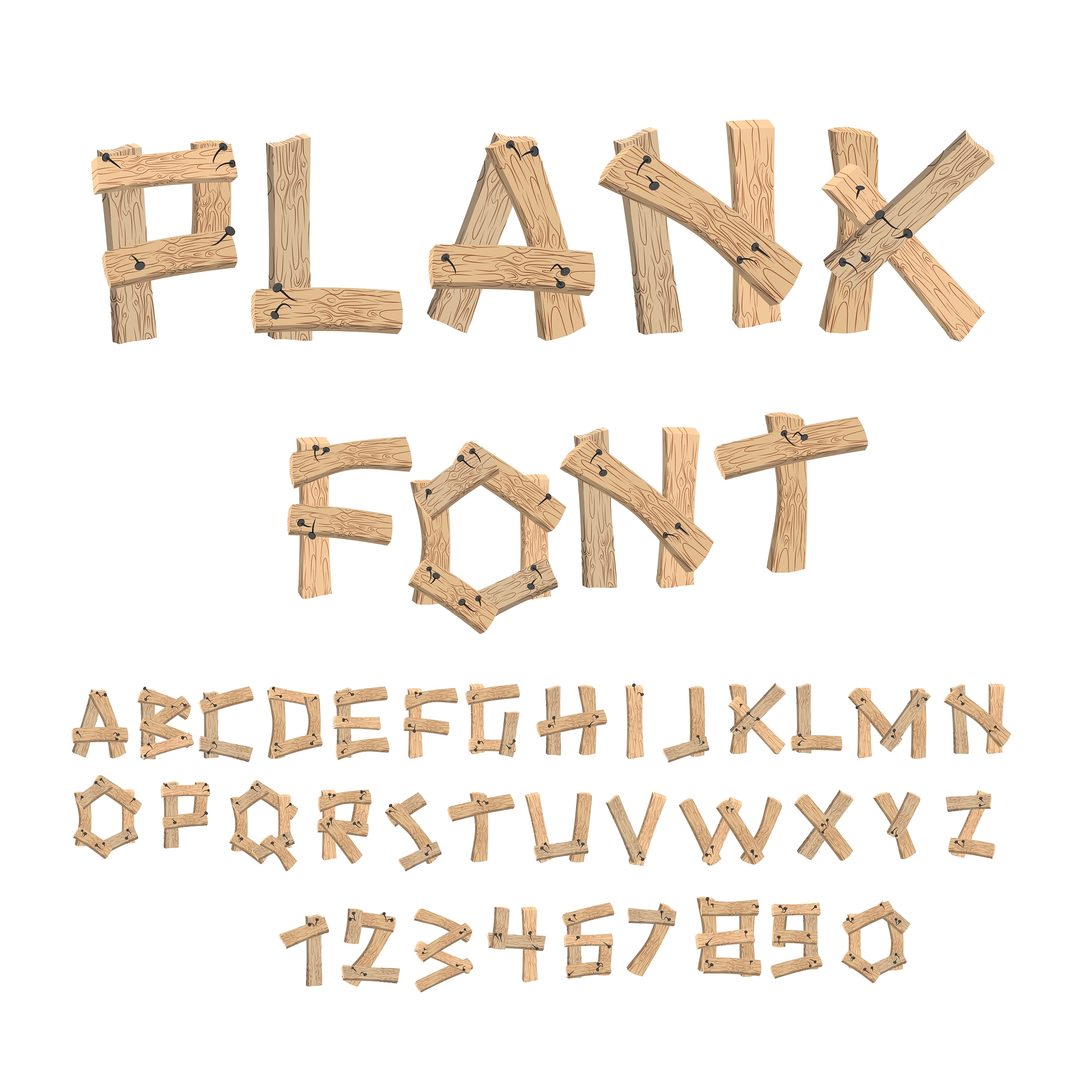 plank font wooden table alphabet old boards with