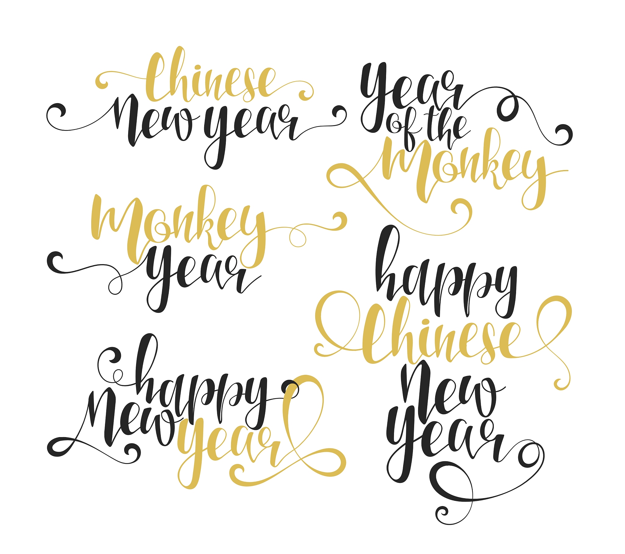 lettering calligraphy set happy chinese new year