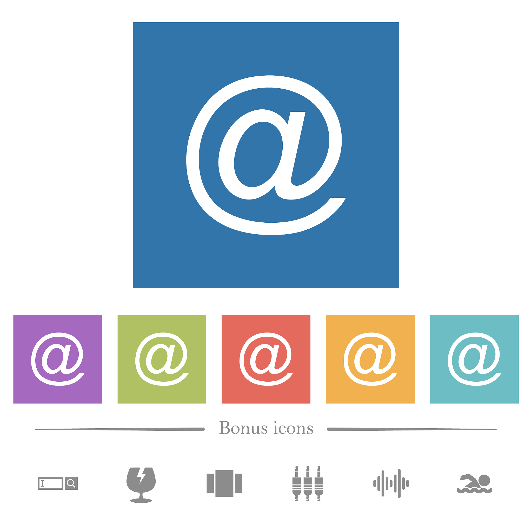 single email symbol flat white icons in square backgrounds