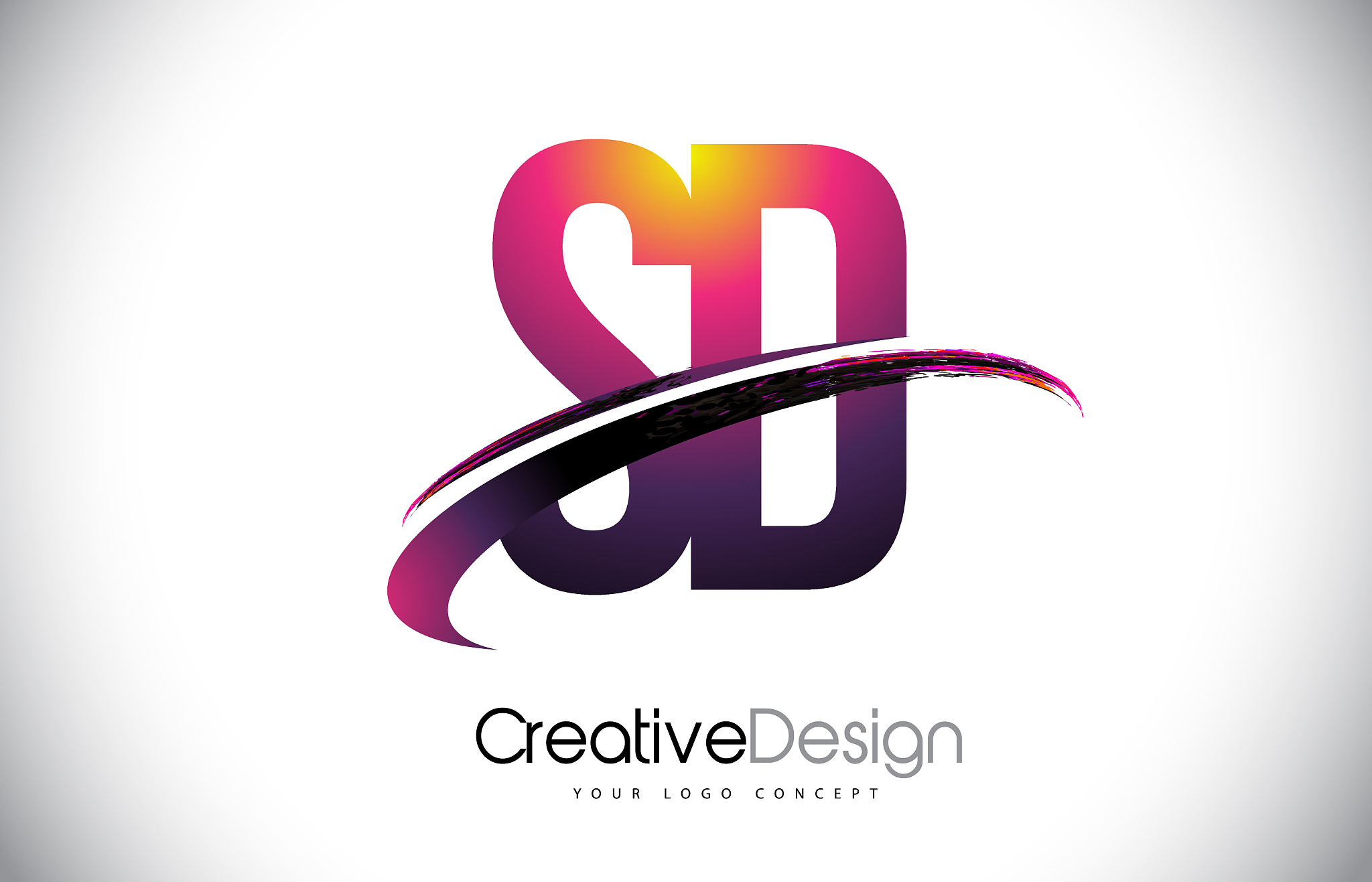 sd s d purple letter logo with swoosh design