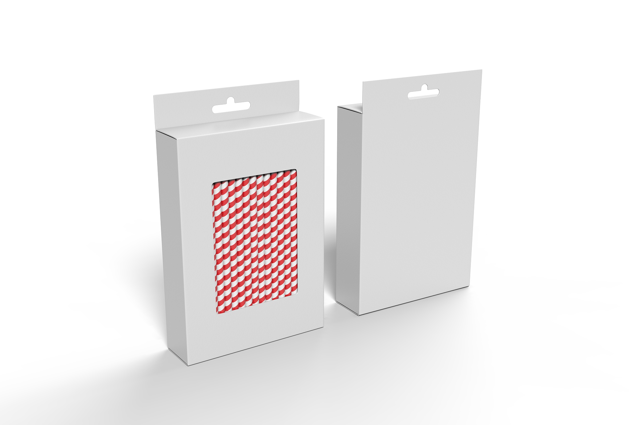 hanging blank straw packaging box with hang tab box for mock up 