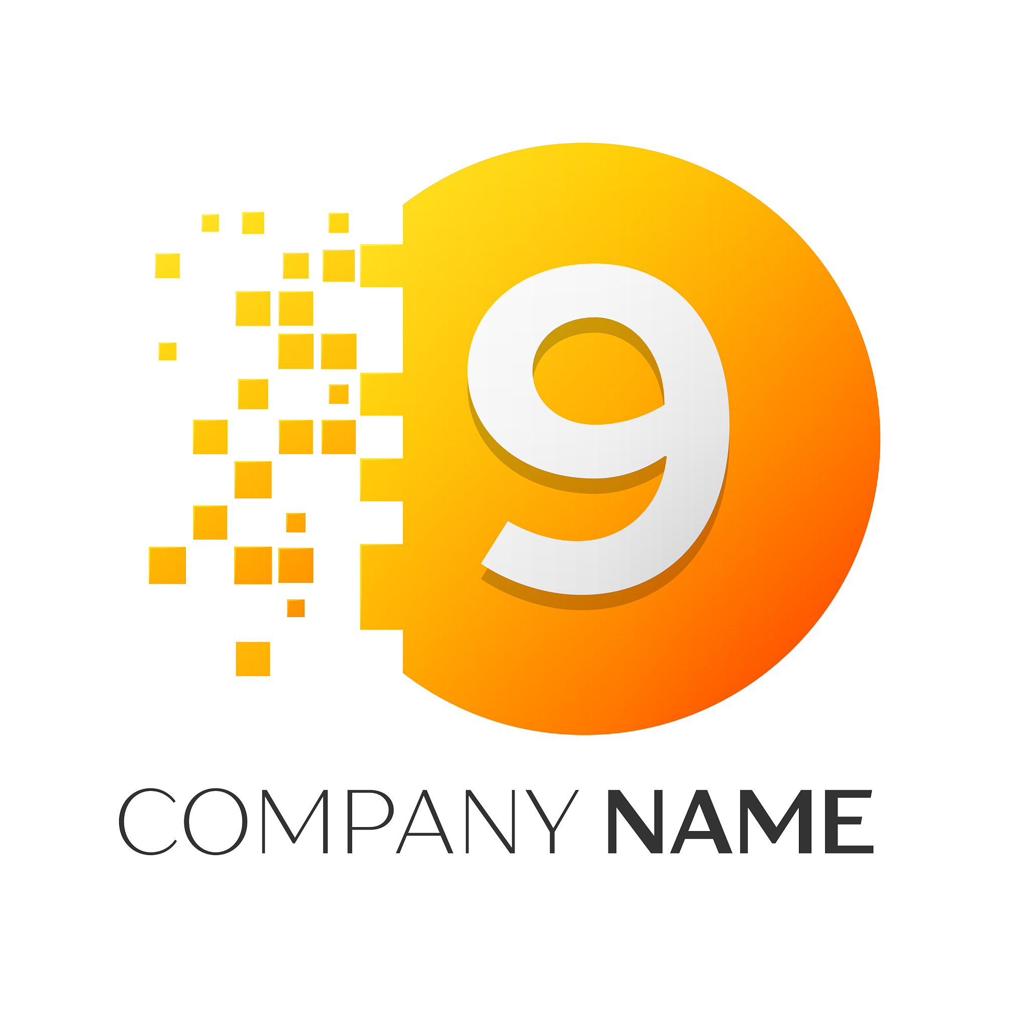 number nine logo symbol in colorful circle