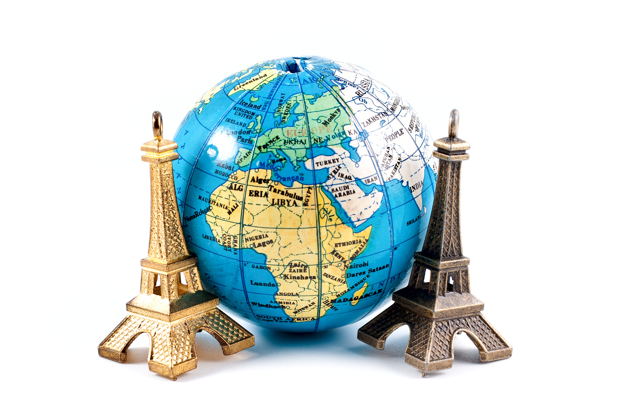 model eiffel tower and globe