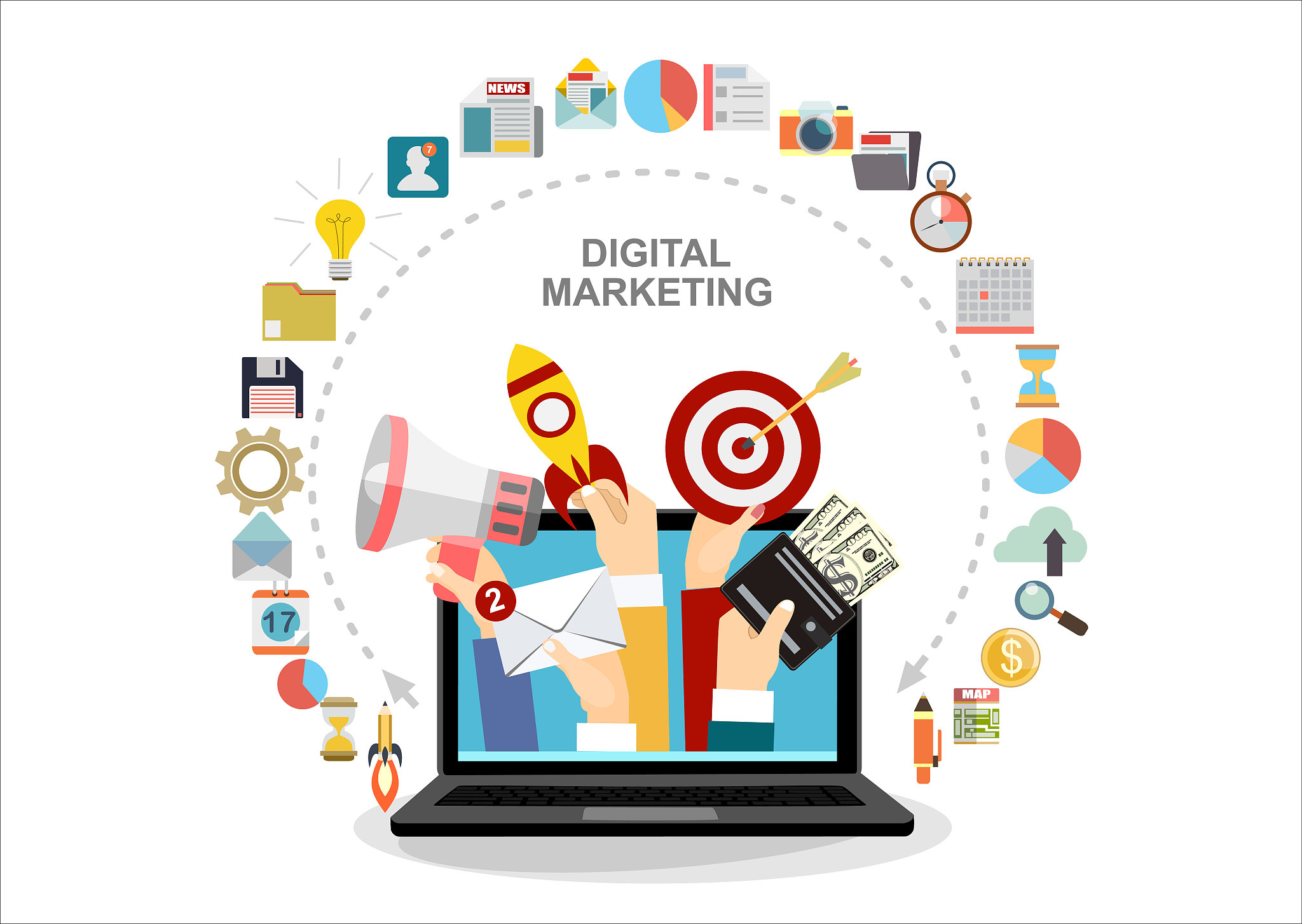 digital marketing vector concept. vector flat design illustratio