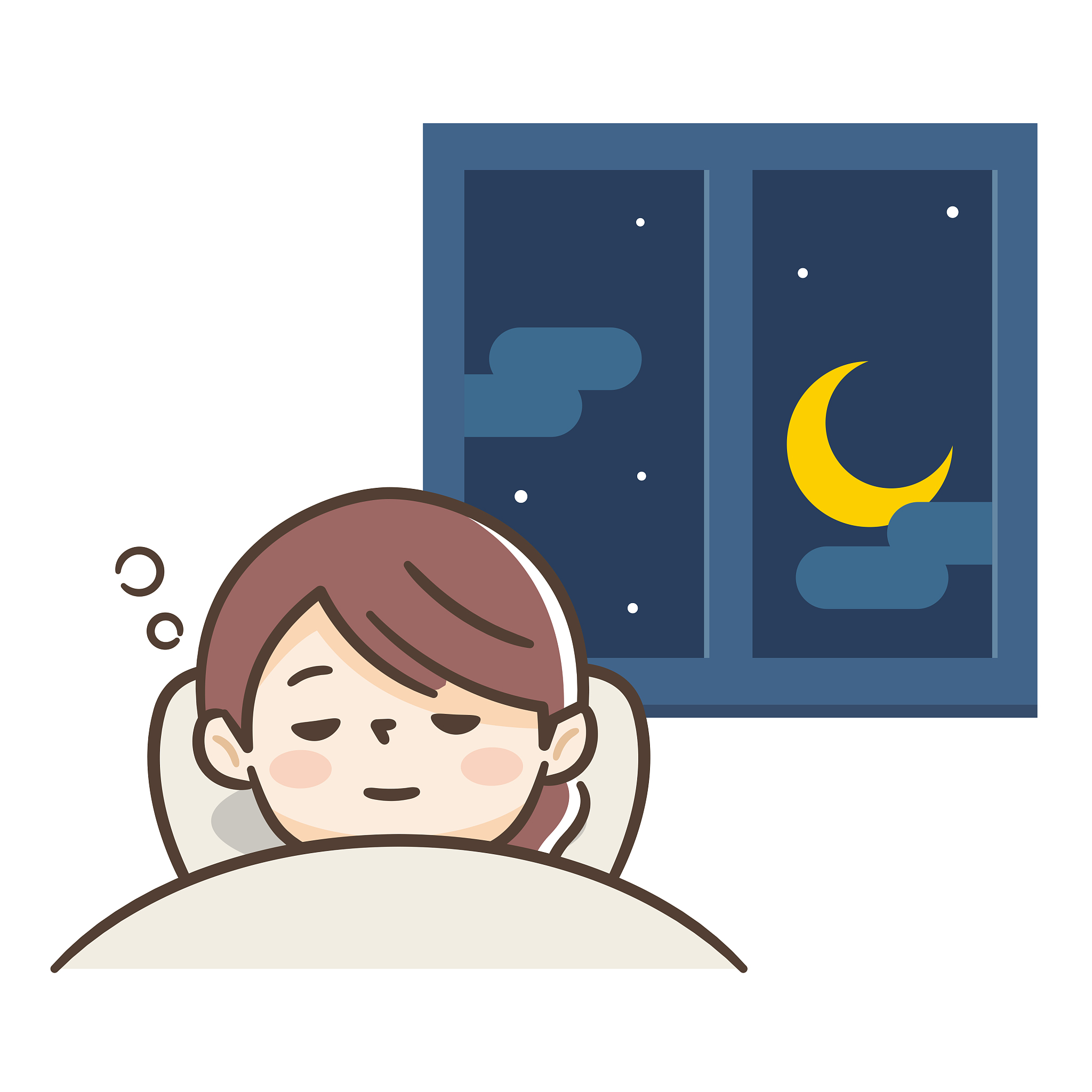 young woman who sleeps comfortably