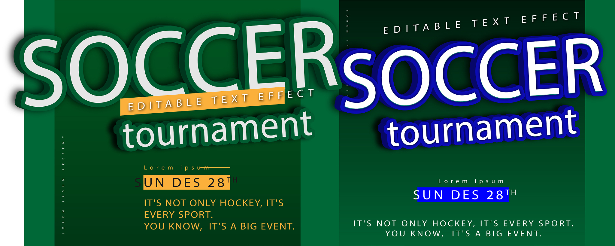 3d text effect sport event header or title for