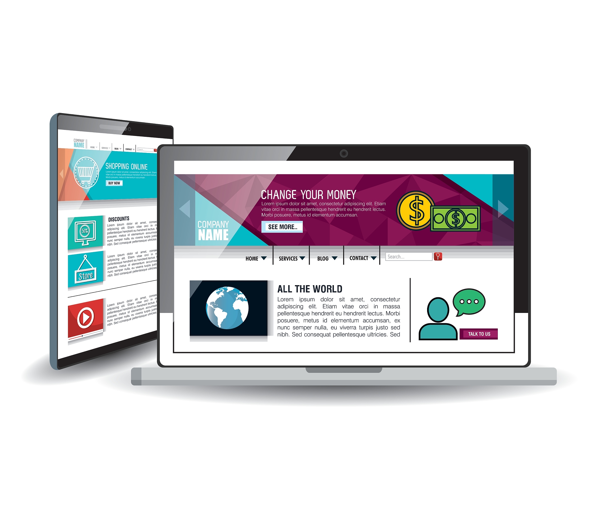 website template in electronic devices