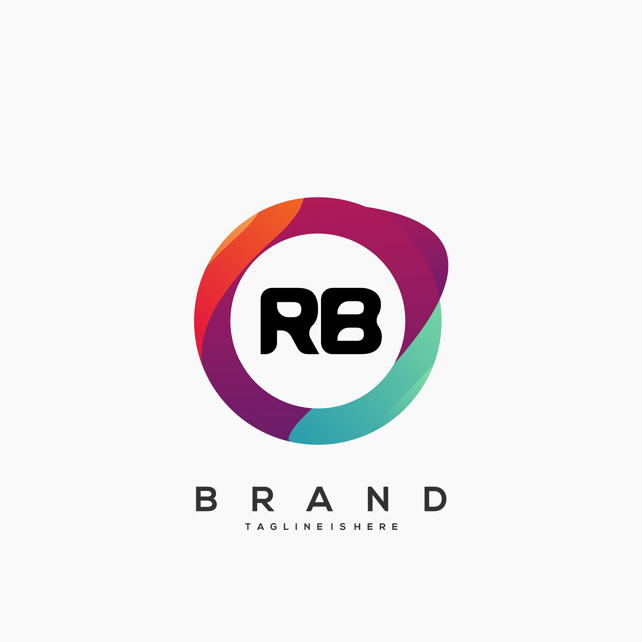 letter rb gradient color logo design