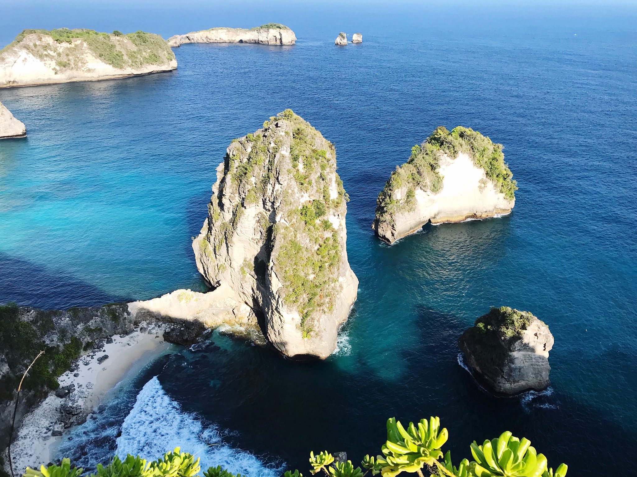 high angle view of rock formation in sea