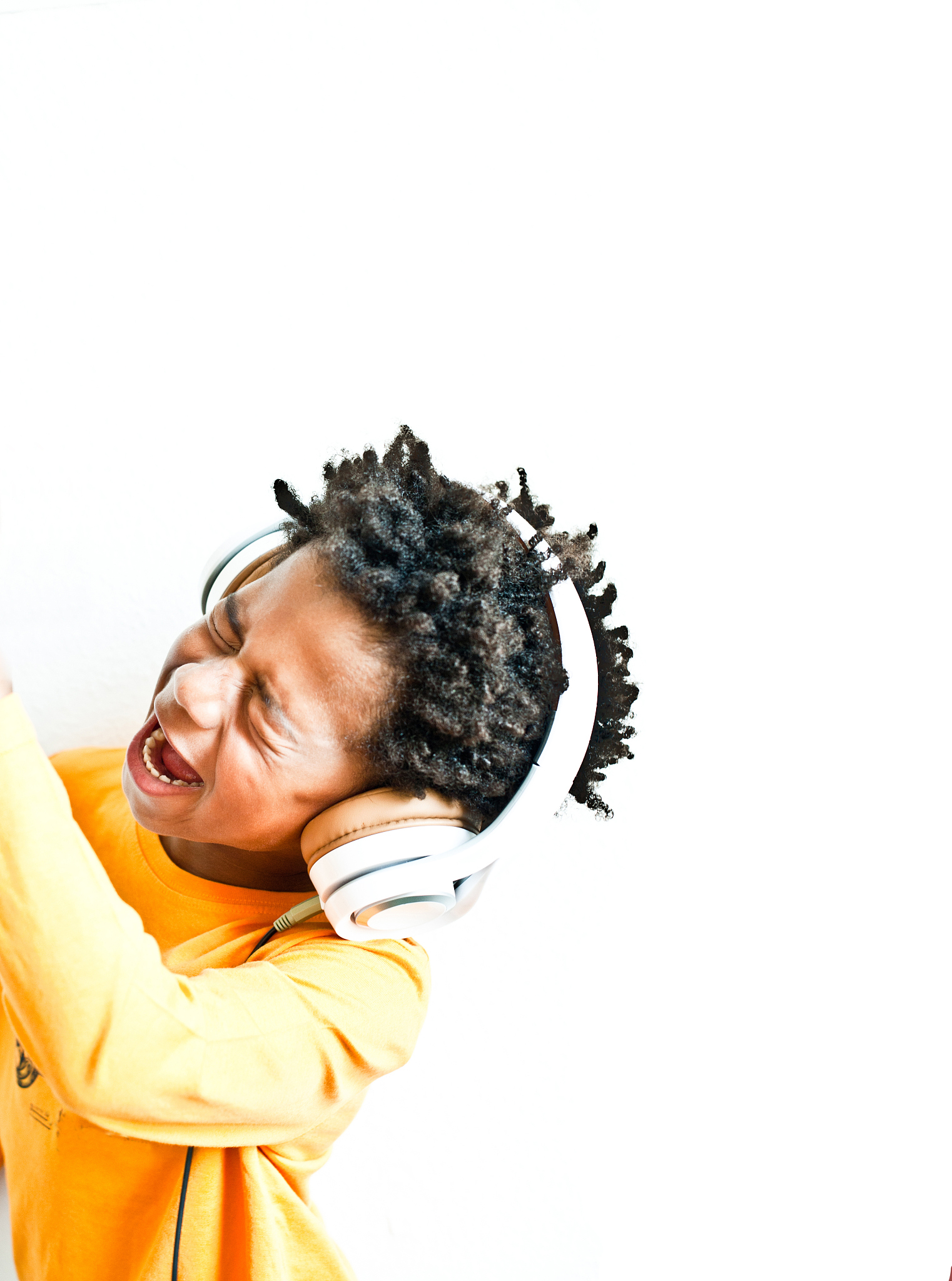 little boy enjoying his music