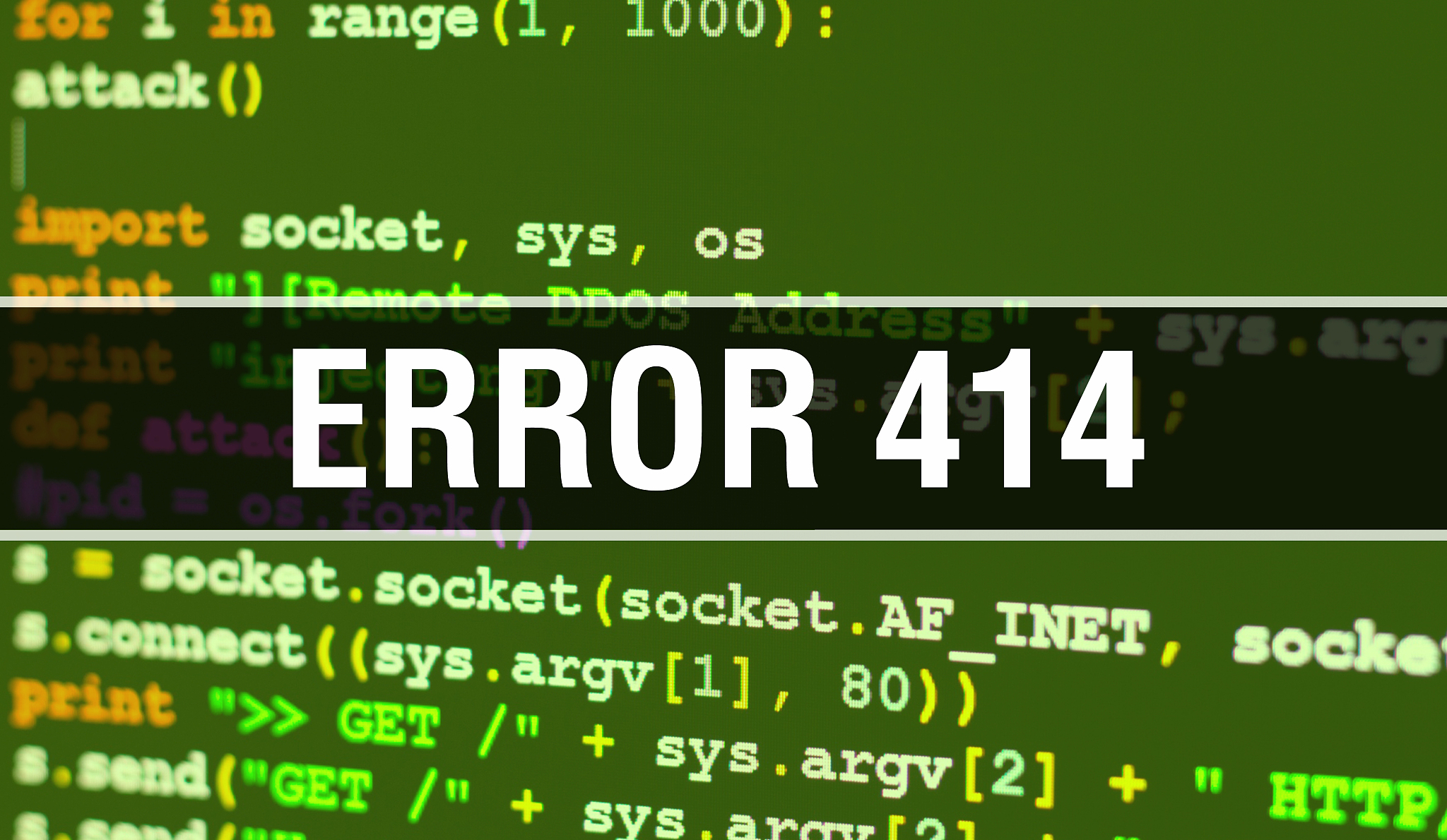 error 414 with abstract technology binary code background.digita