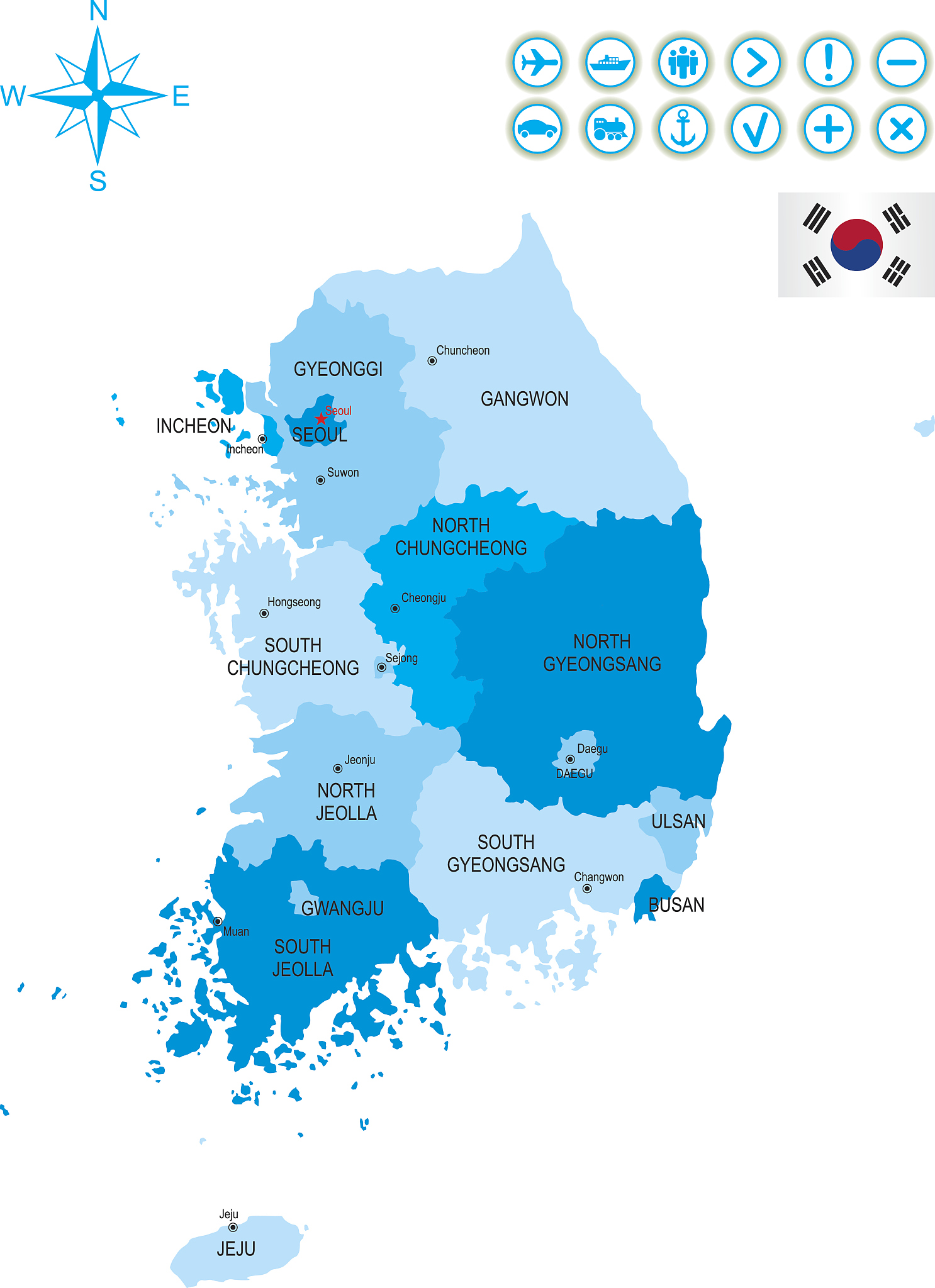 detailed map of south korea