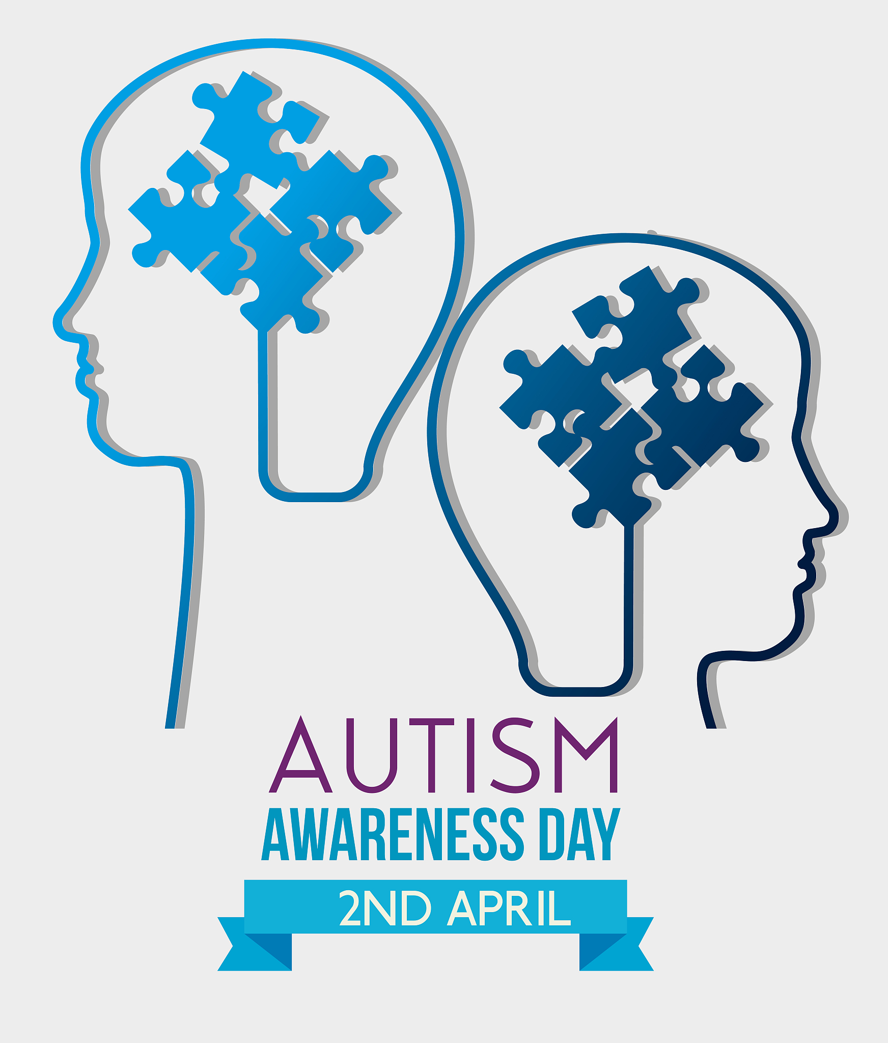 kids silhouette inside puzzles to autism day