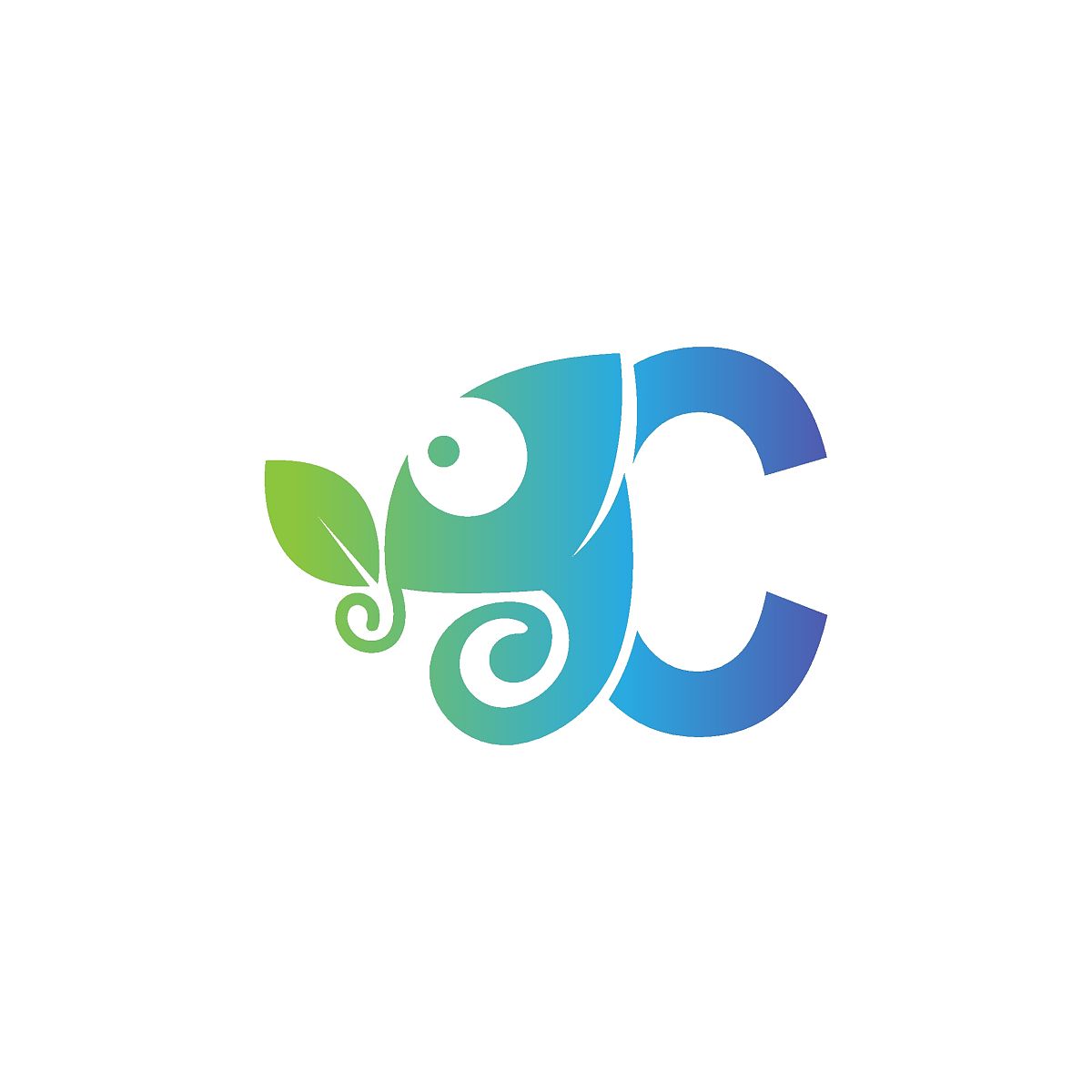 字母c图标与变色龙标志设计模板